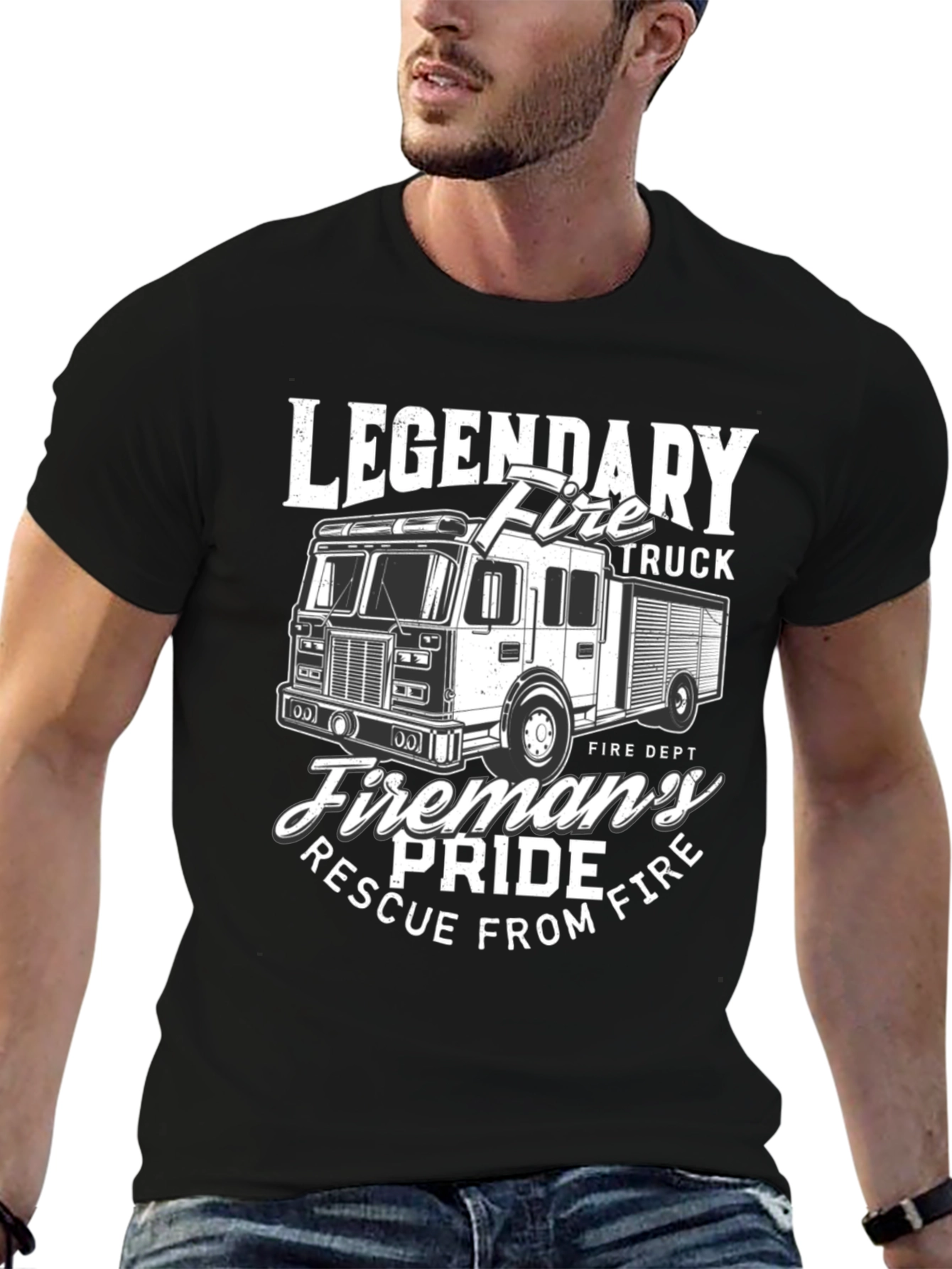 Legendary Fire Truck T-Shirt: Firemans Pride Rescue Tee