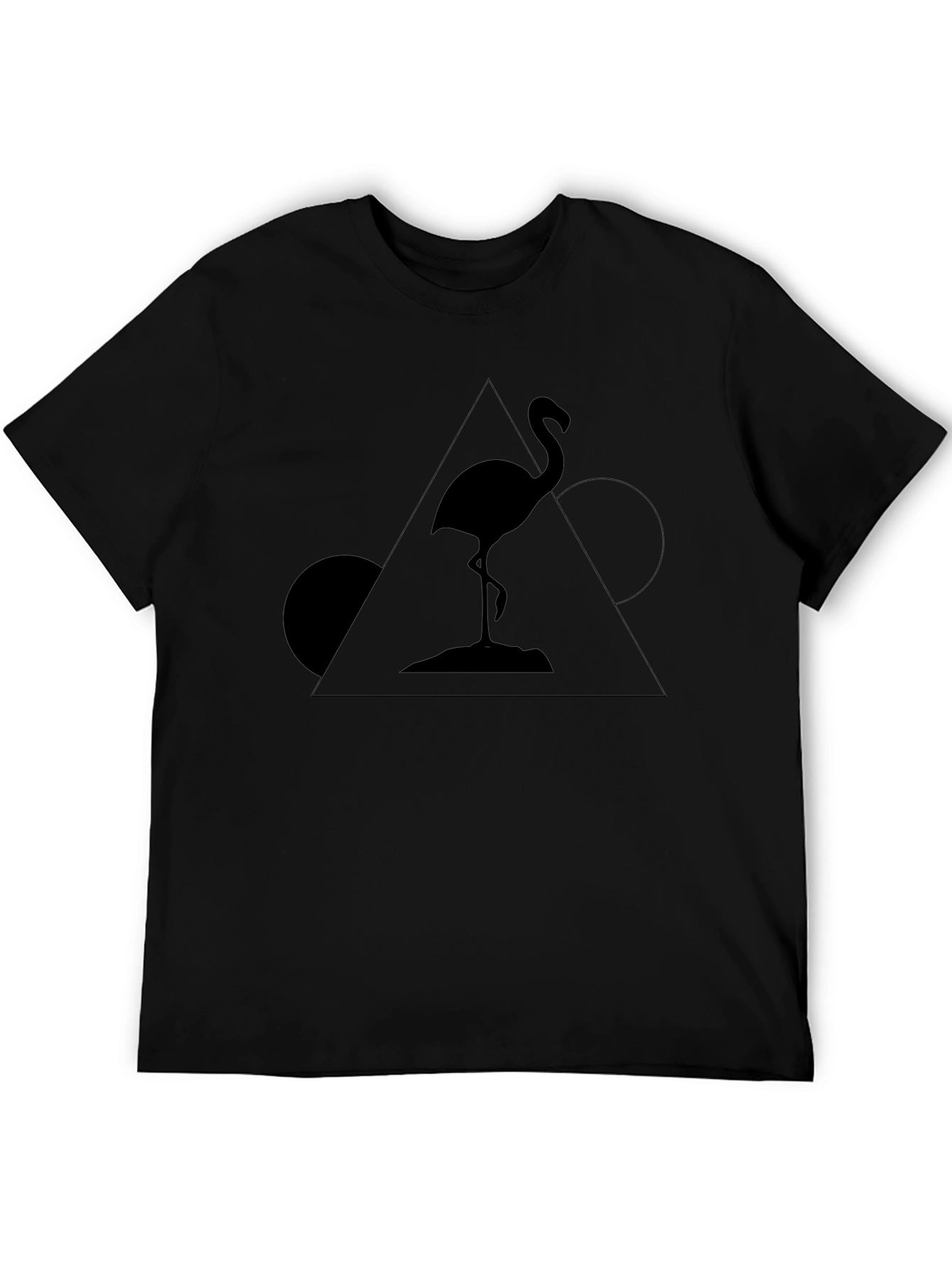 Geometric Flamingo Black T-Shirt