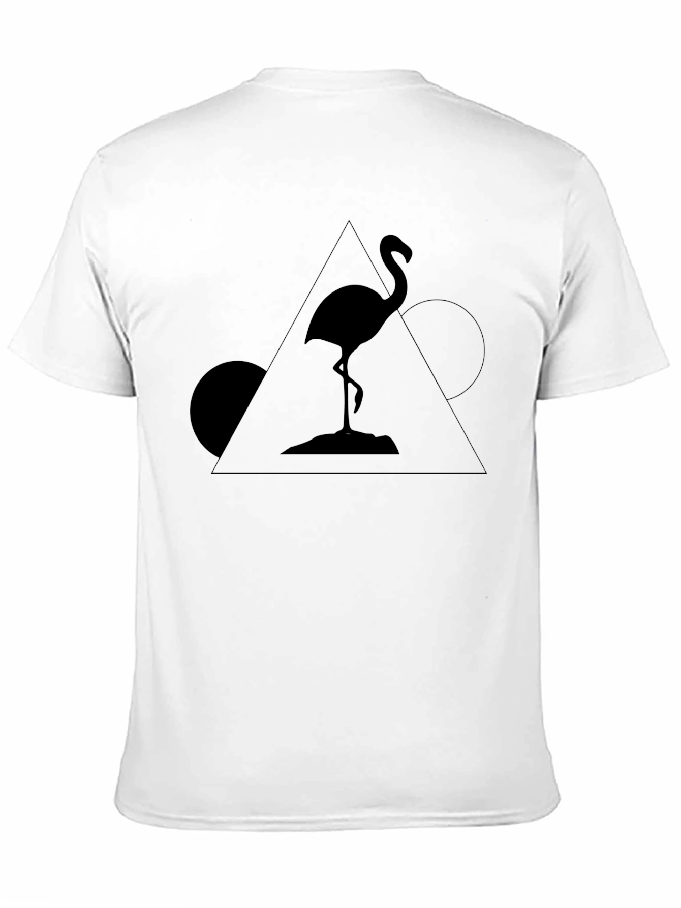 Geometric Flamingo Black T-Shirt
