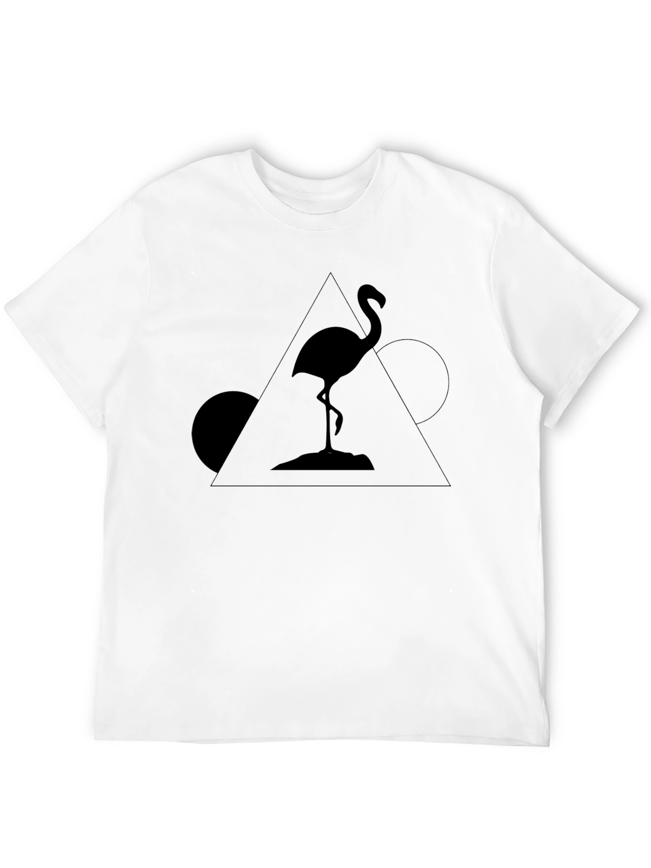 Geometric Flamingo Black T-Shirt
