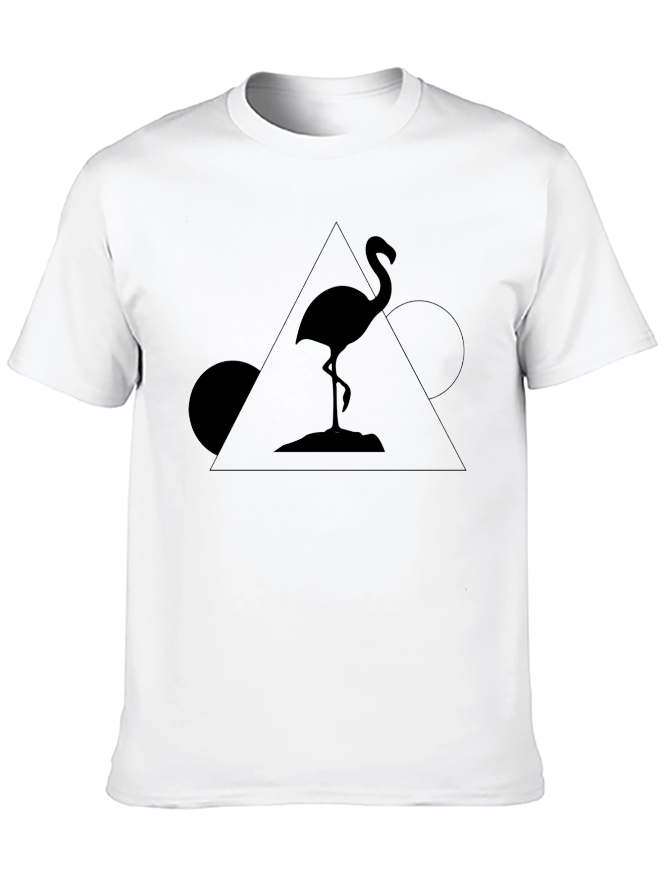 Geometric Flamingo Black T-Shirt