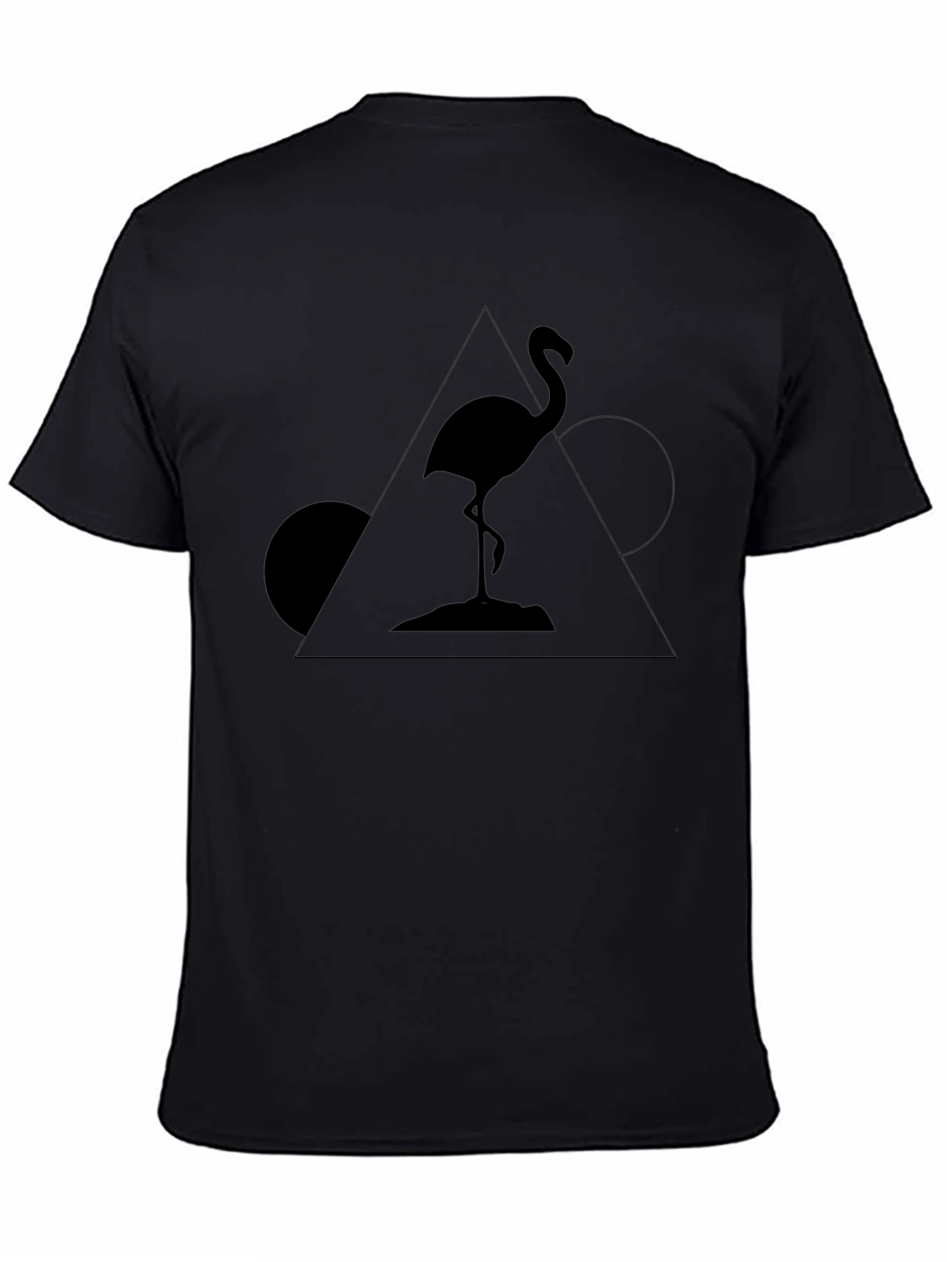 Geometric Flamingo Black T-Shirt