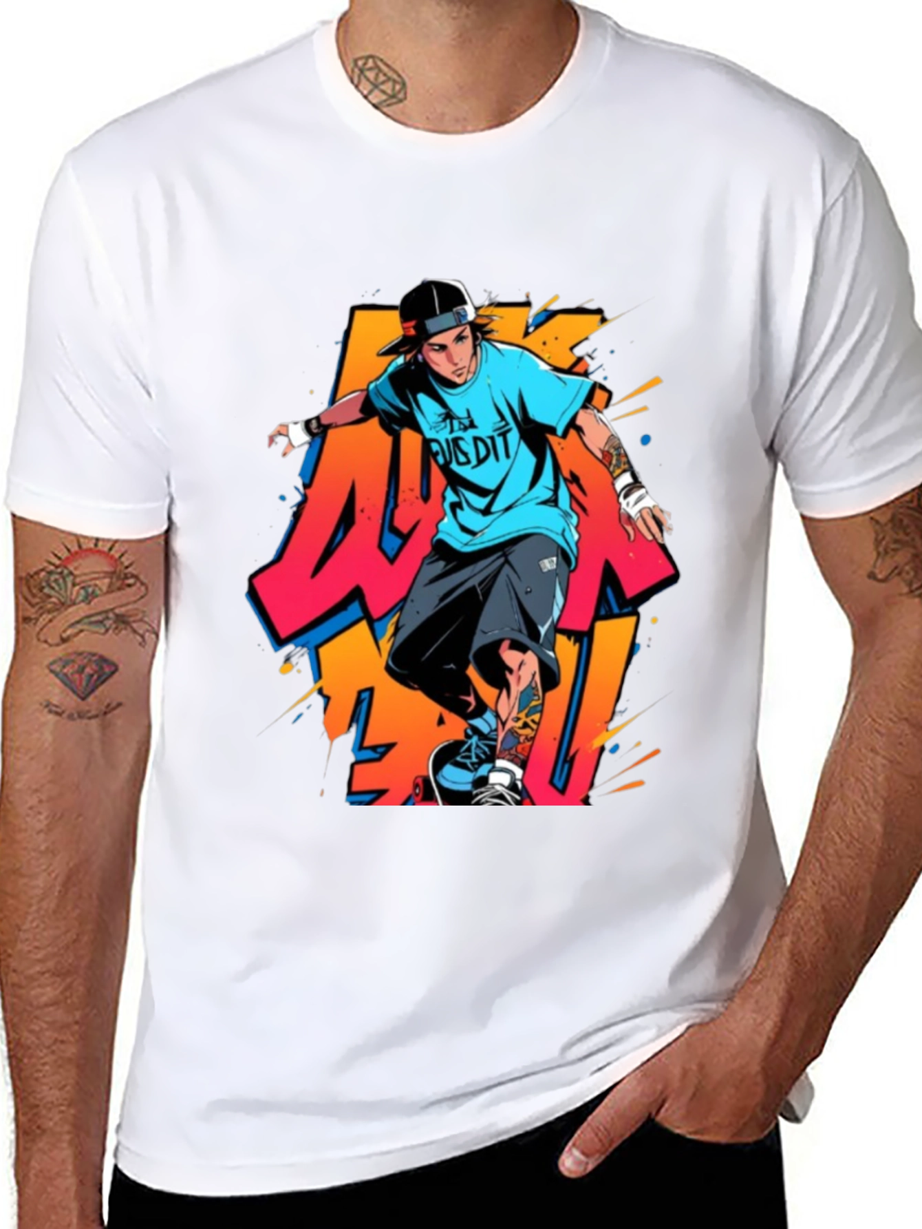 Cool Skater Graphic Tee - Black