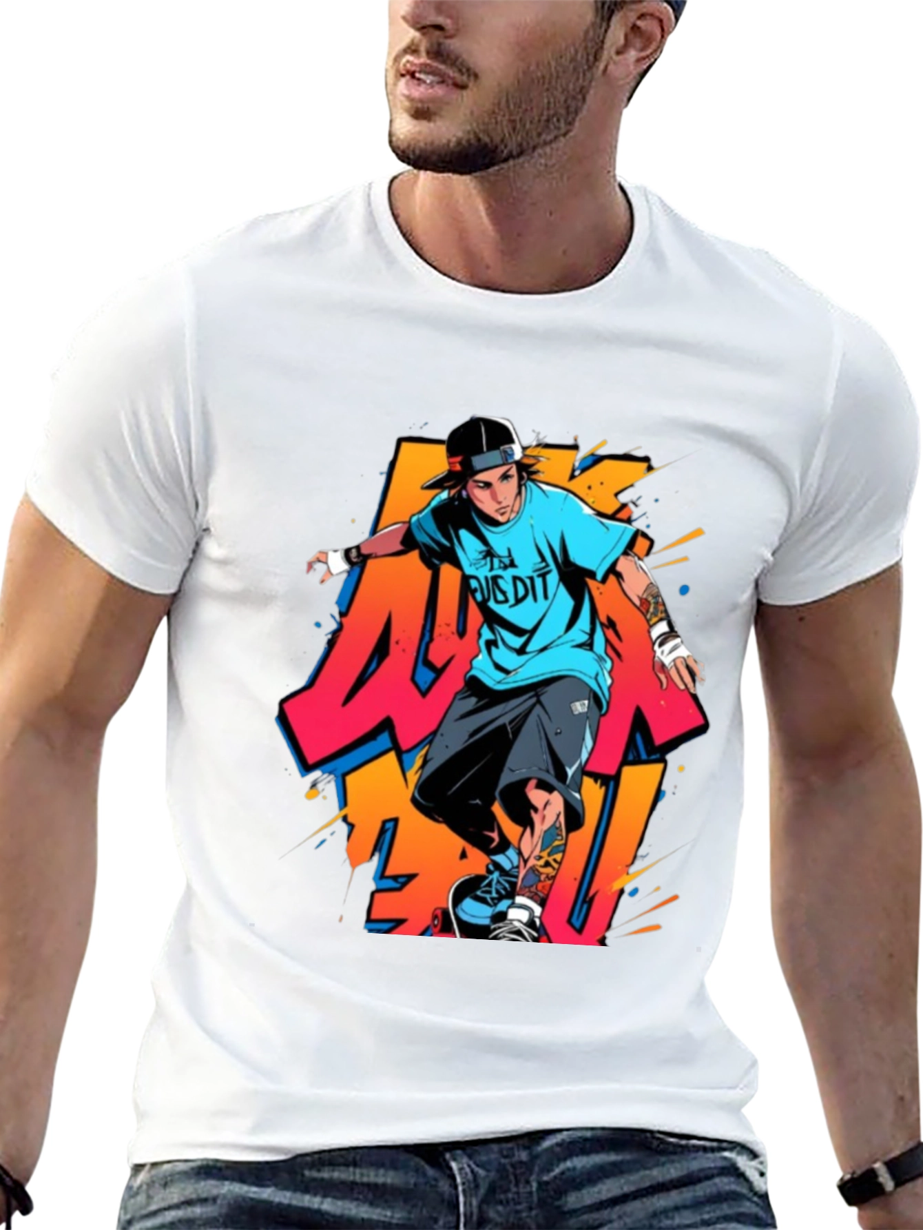 Cool Skater Graphic Tee - Black