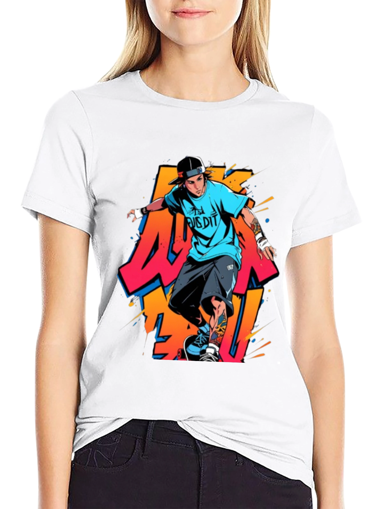 Cool Skater Graphic Tee - Black