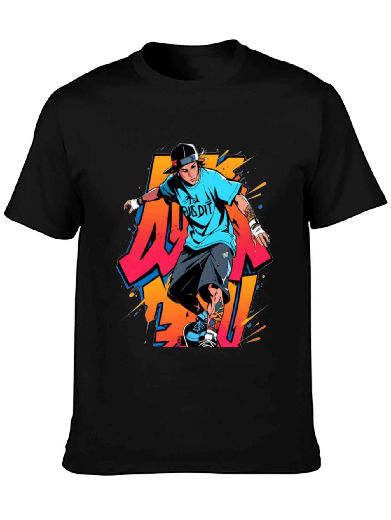 Cool Skater Graphic Tee - Black