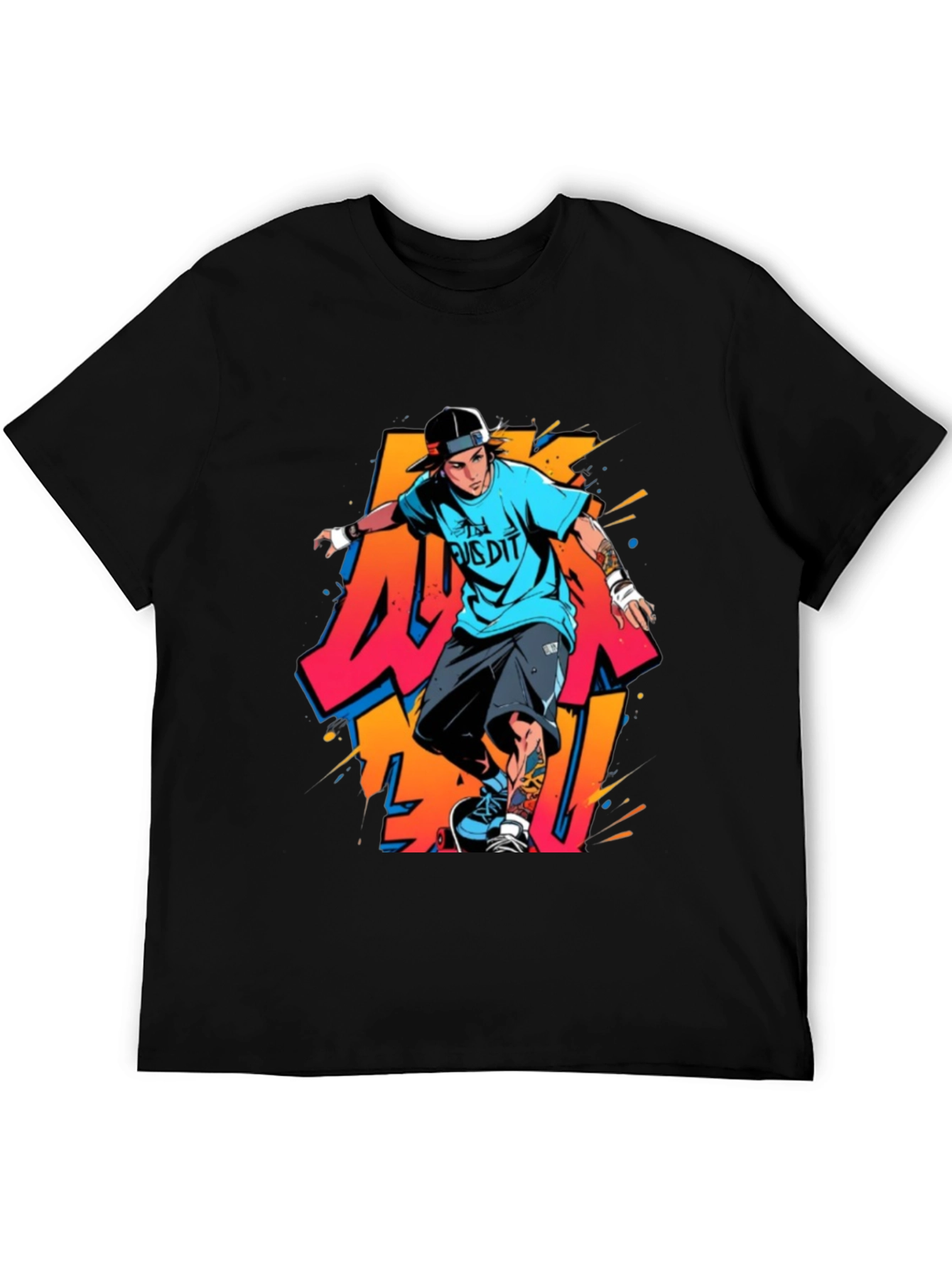 Cool Skater Graphic Tee - Black