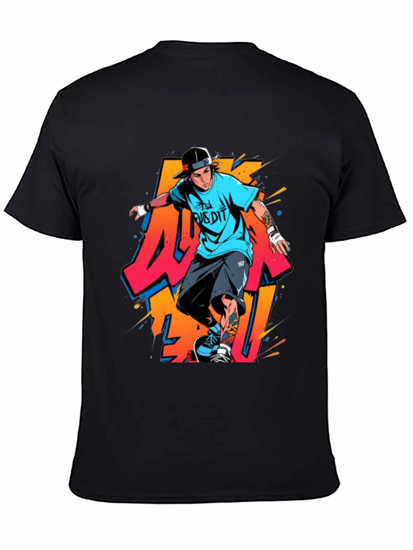 Cool Skater Graphic Tee - Black