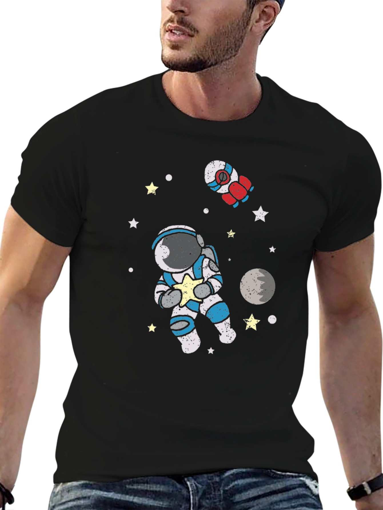 Astronaut in Space Graphic Tee - Black