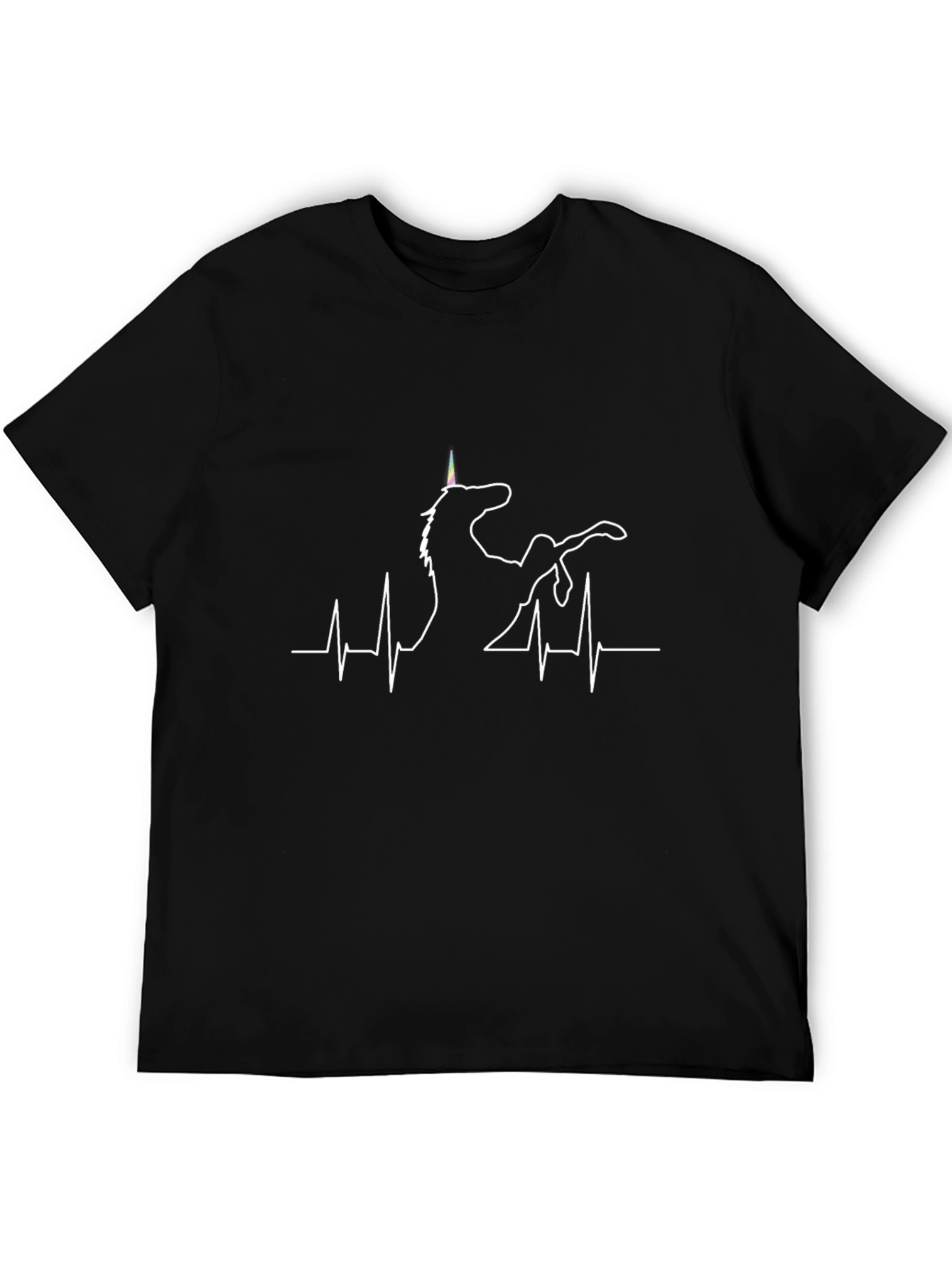 Unicorn Heartbeat T-Shirt - Black