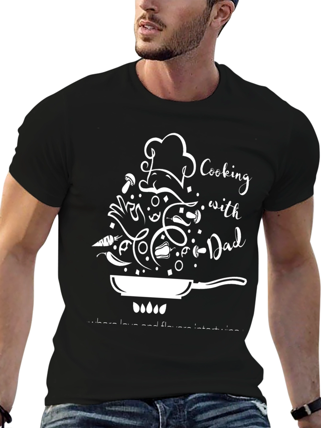 Cooking With Dad Black Graphic Tee