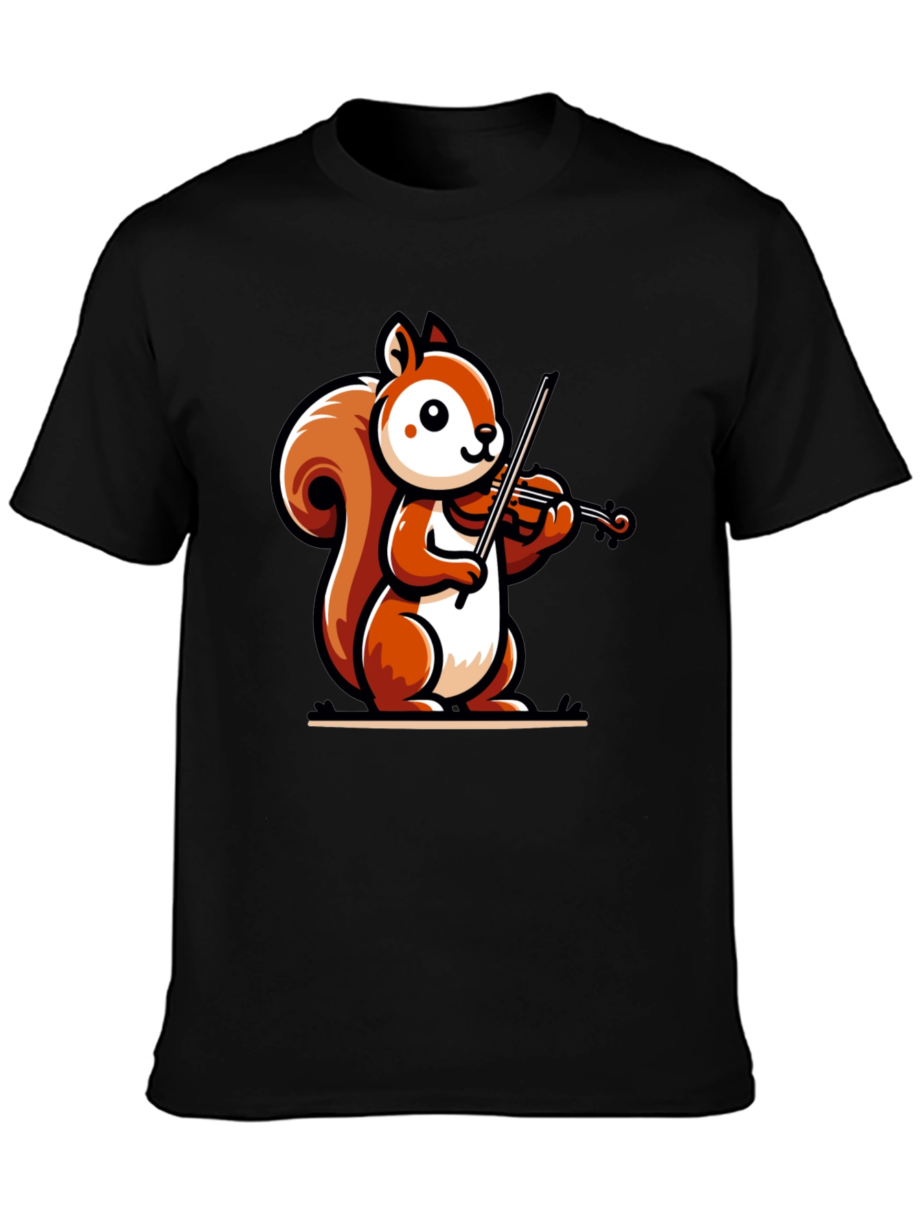 Squirrel Violinist Black T-Shirt