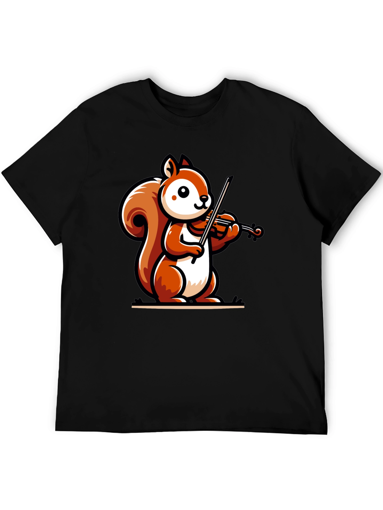 Squirrel Violinist Black T-Shirt