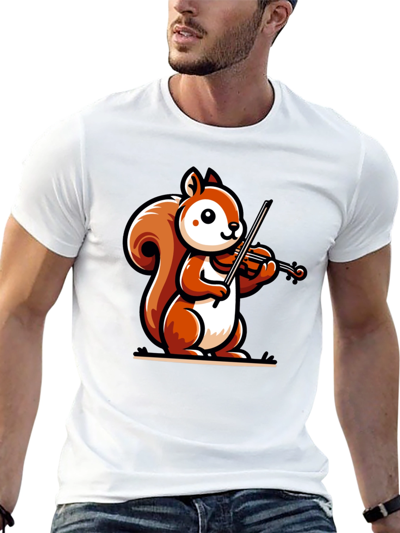 Squirrel Violinist Black T-Shirt