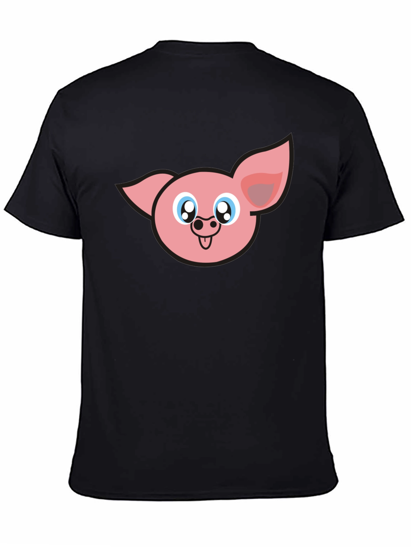 Cute Pig Face Graphic Black T-Shirt