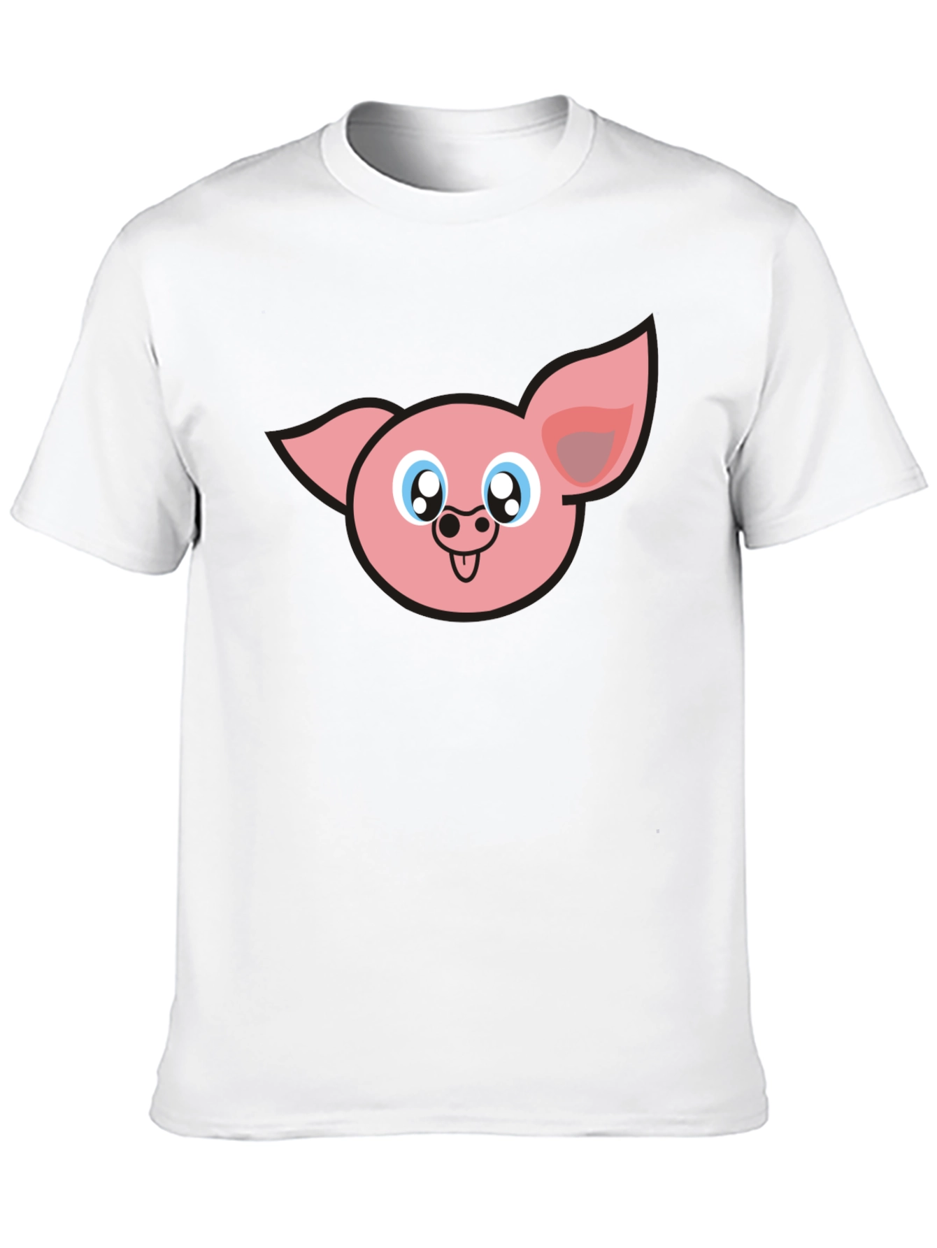 Cute Pig Face Graphic Black T-Shirt