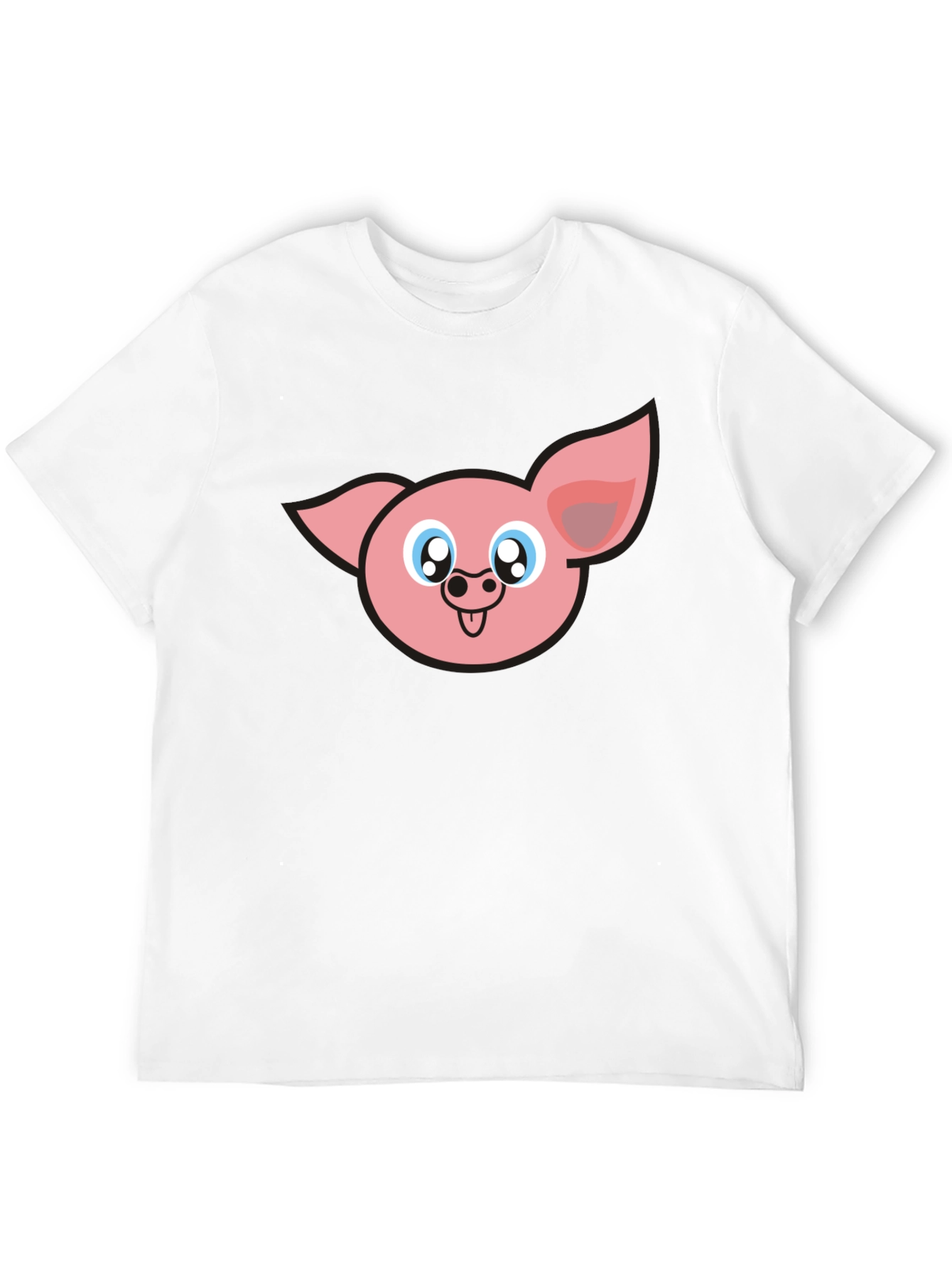 Cute Pig Face Graphic Black T-Shirt