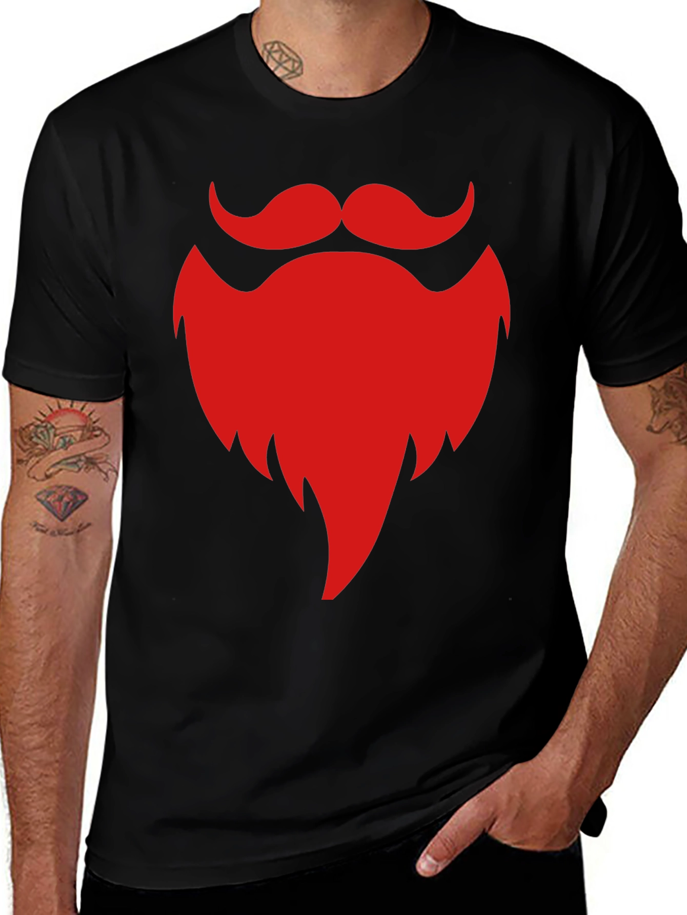 Red Beard Graphic Black T-Shirt