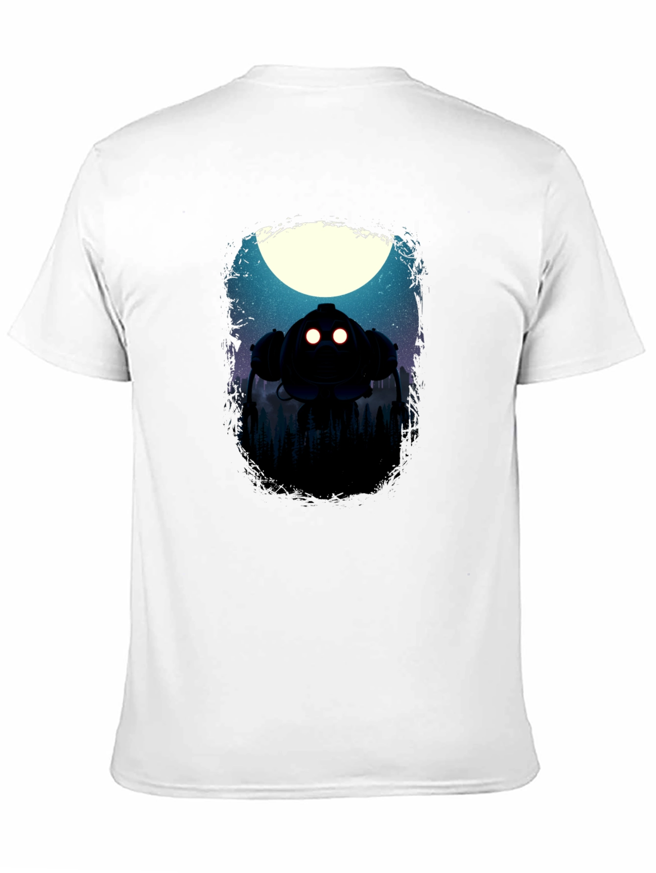 Robot Moon Mens Graphic T-Shirt