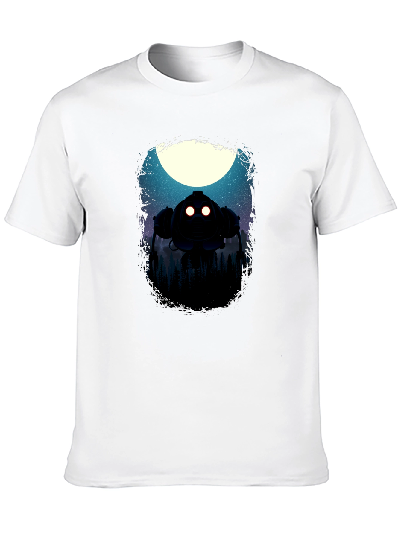 Robot Moon Mens Graphic T-Shirt
