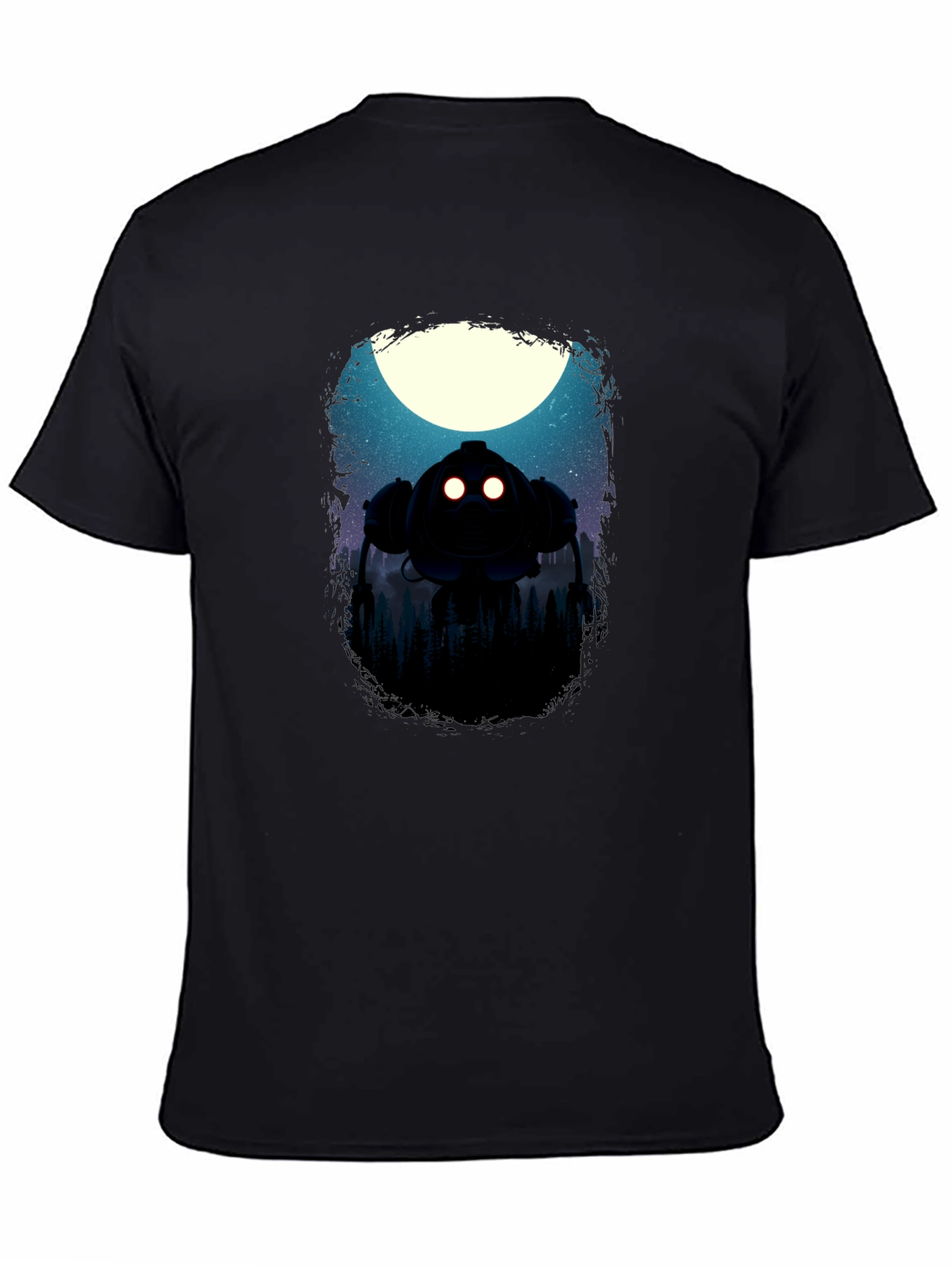 Robot Moon Mens Graphic T-Shirt
