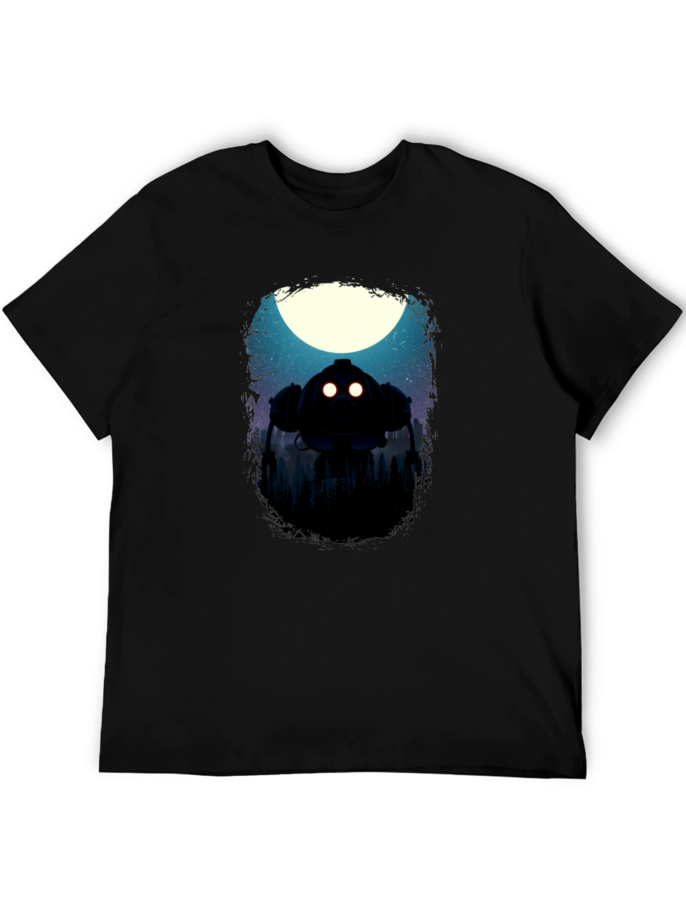 Robot Moon Mens Graphic T-Shirt