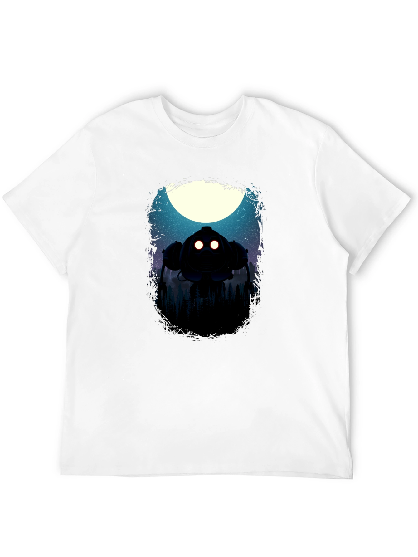 Robot Moon Mens Graphic T-Shirt