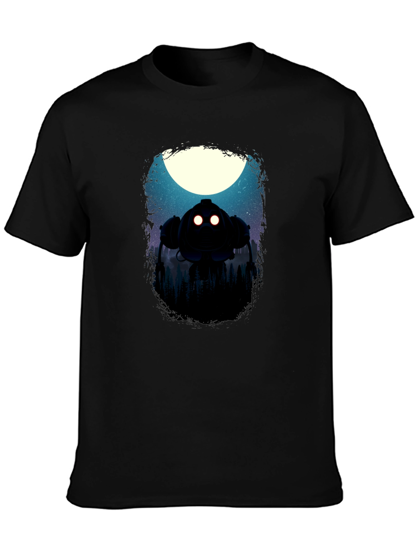 Robot Moon Mens Graphic T-Shirt