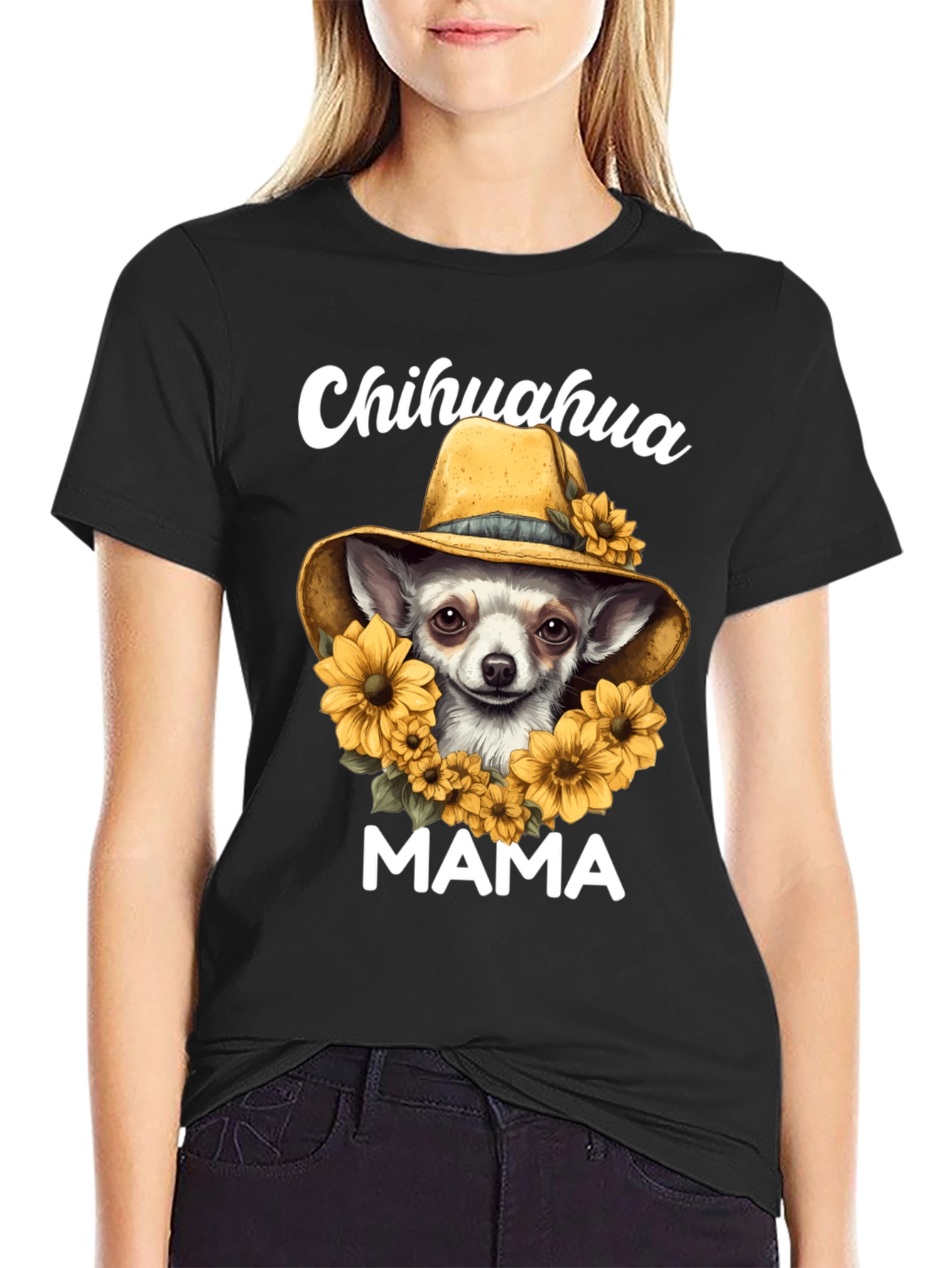 Chihuahua Mama Sunflower T-Shirt