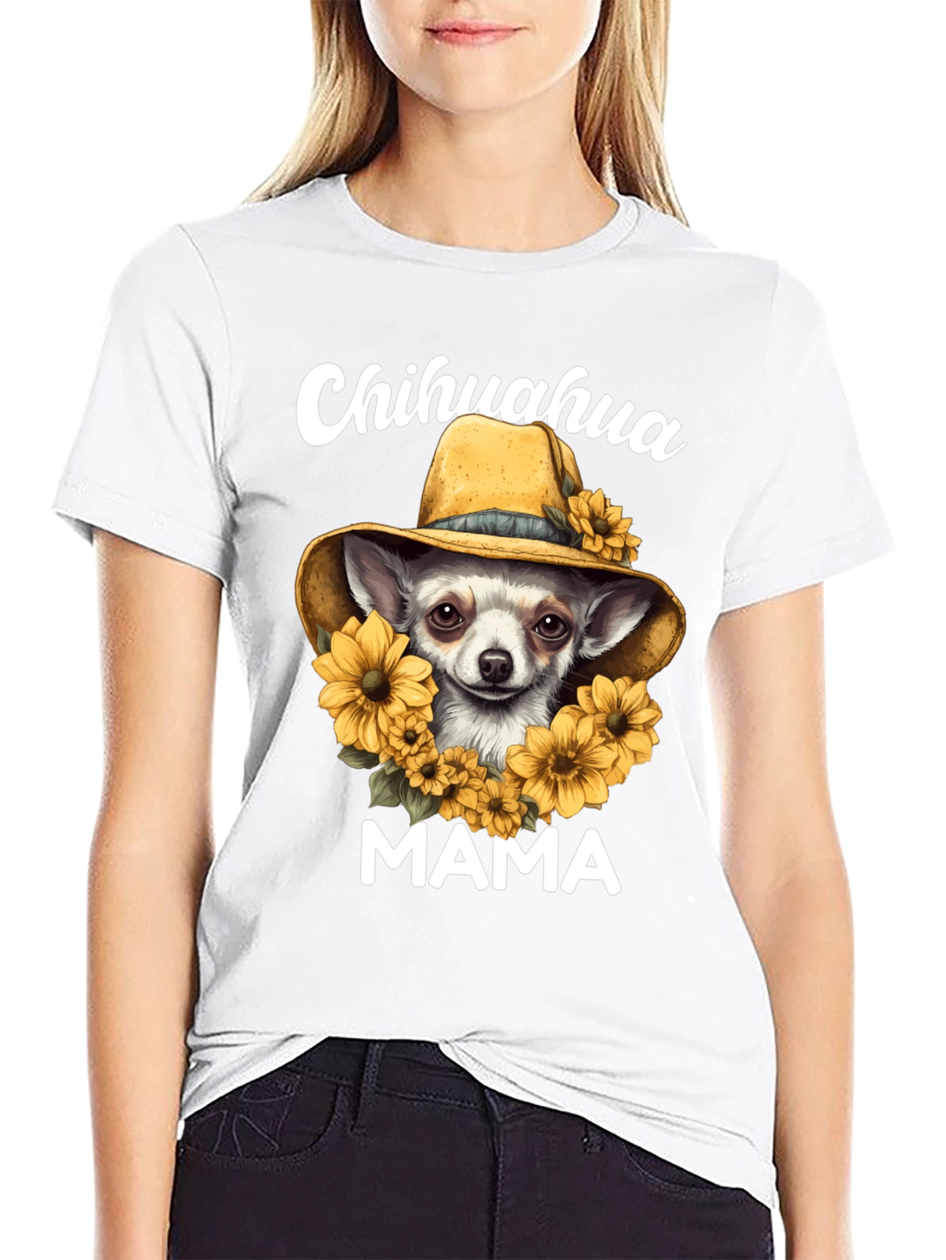 Chihuahua Mama Sunflower T-Shirt