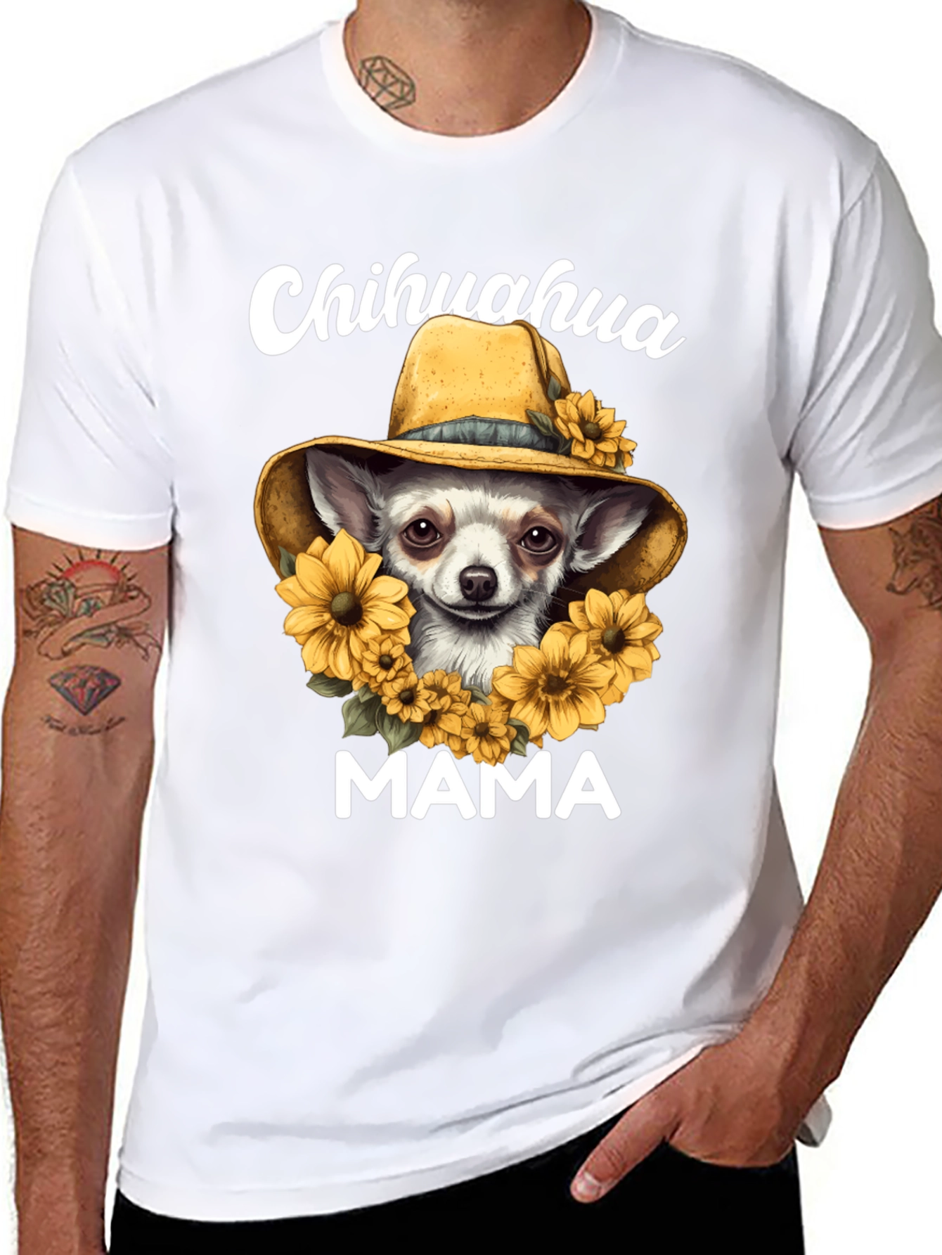 Chihuahua Mama Sunflower T-Shirt