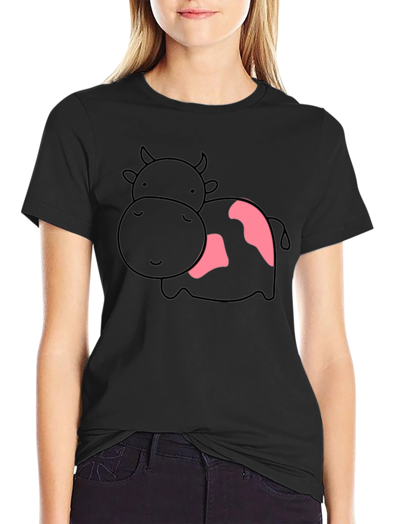 Cute Cow Graphic T-Shirt - Unisex Black Tee