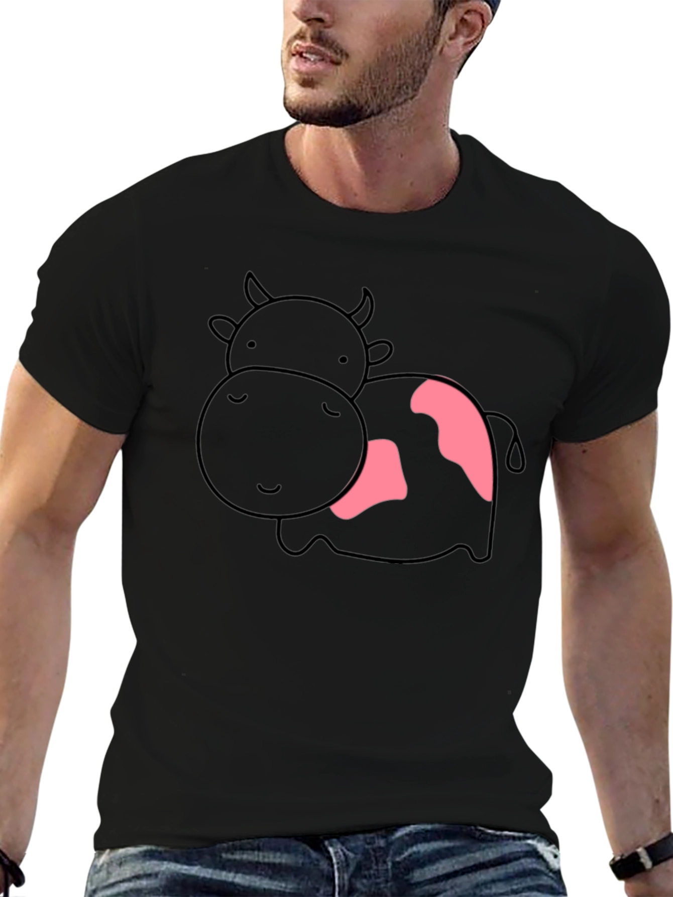 Cute Cow Graphic T-Shirt - Unisex Black Tee