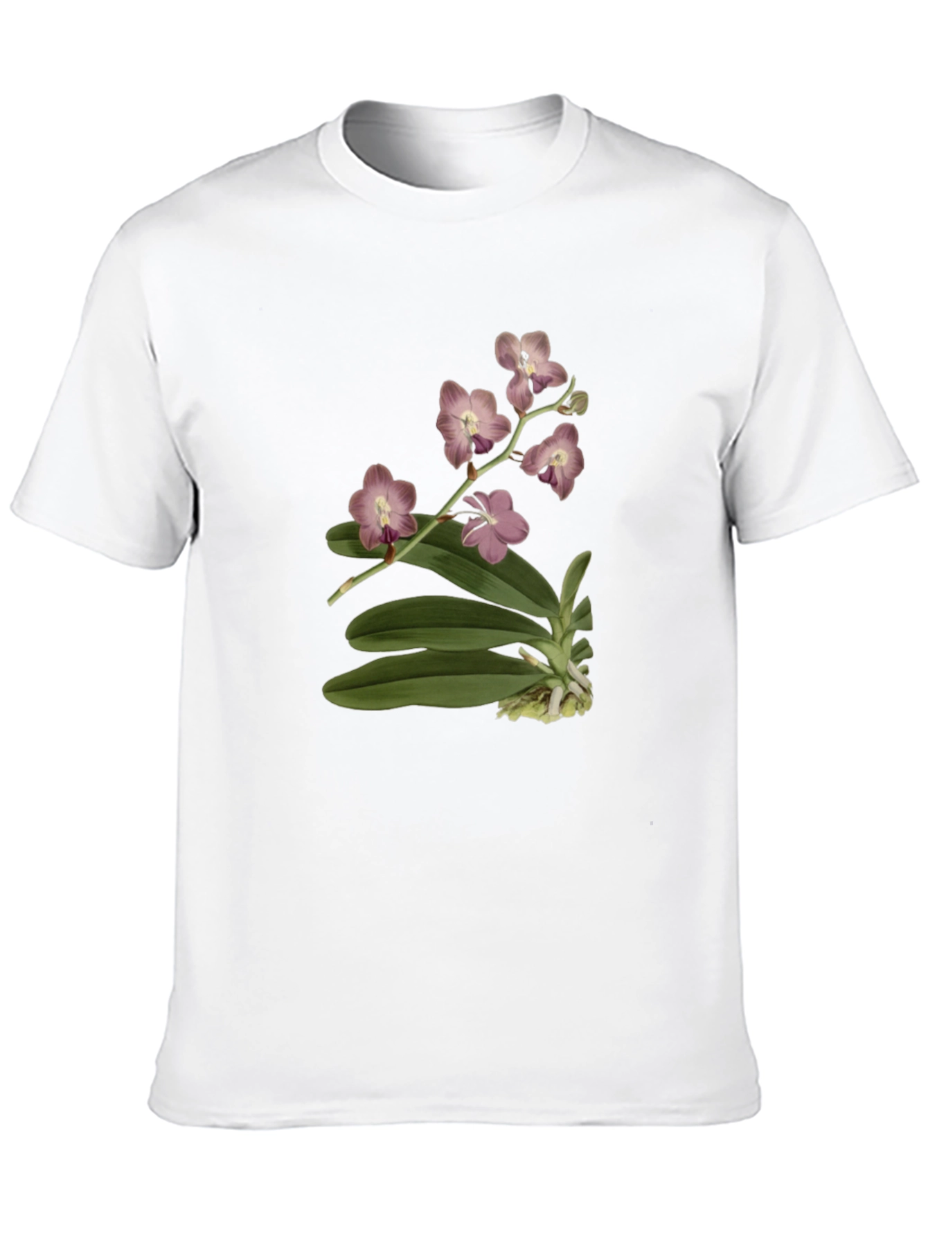 Botanical Orchid Print Black T-Shirt