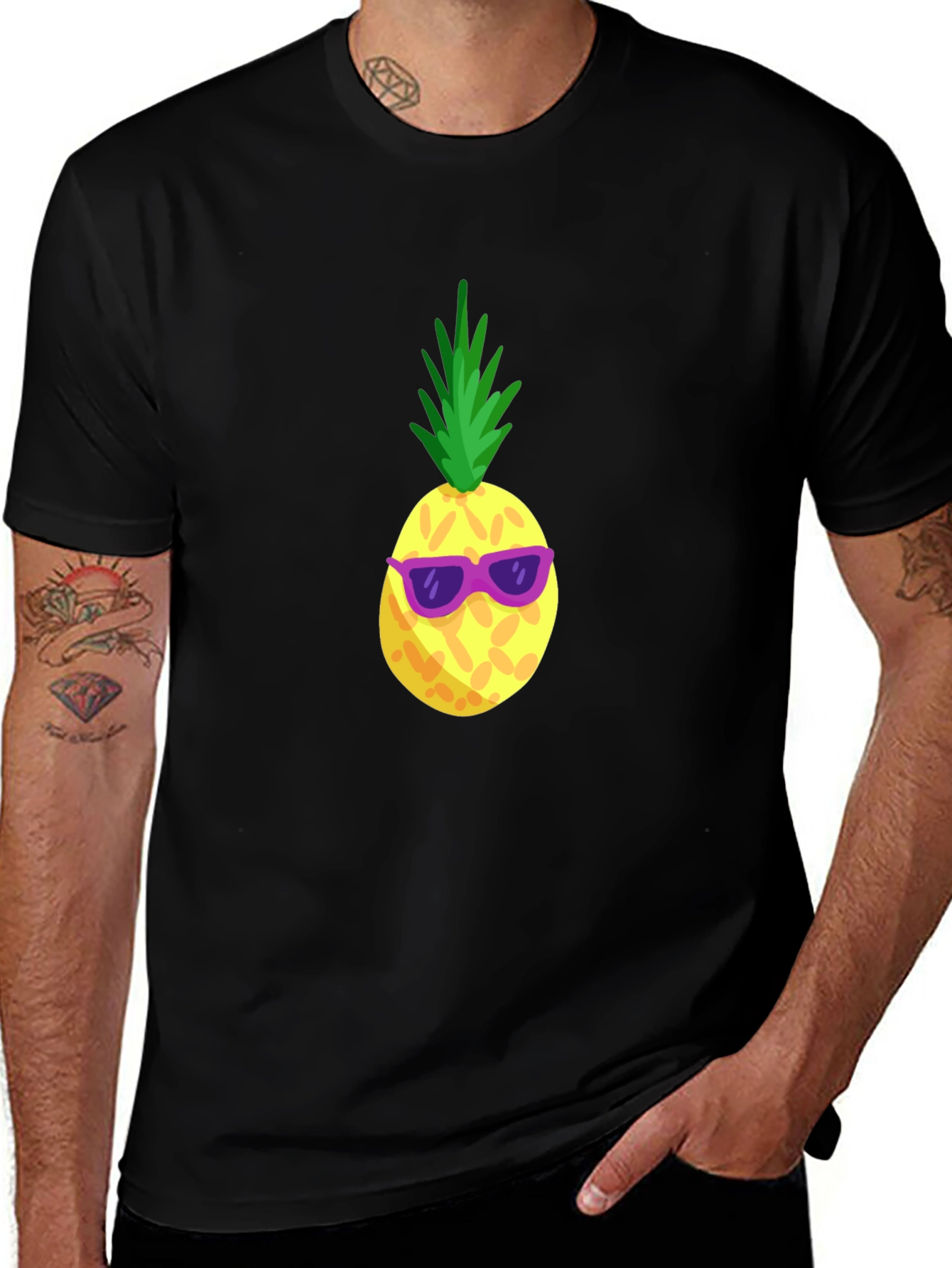 Cool Pineapple Graphic Tee - Black