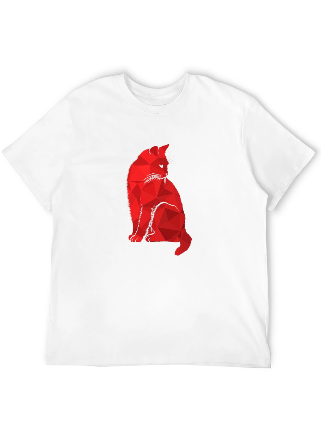 Geometric Cat Graphic Tee - Modern Minimalist
