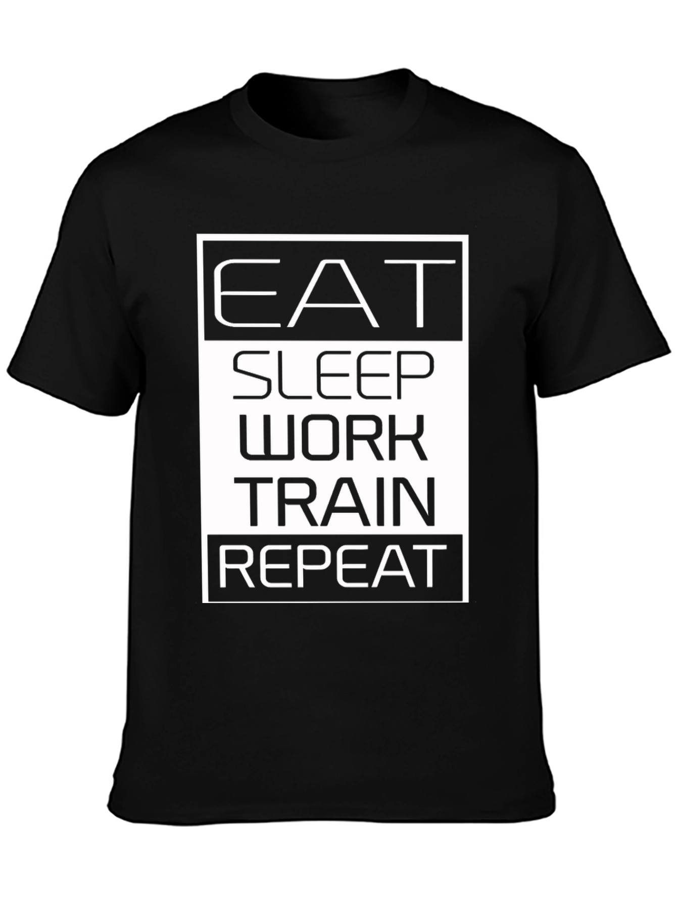 Eat Sleep Work Train Repeat Black Graphic Tee