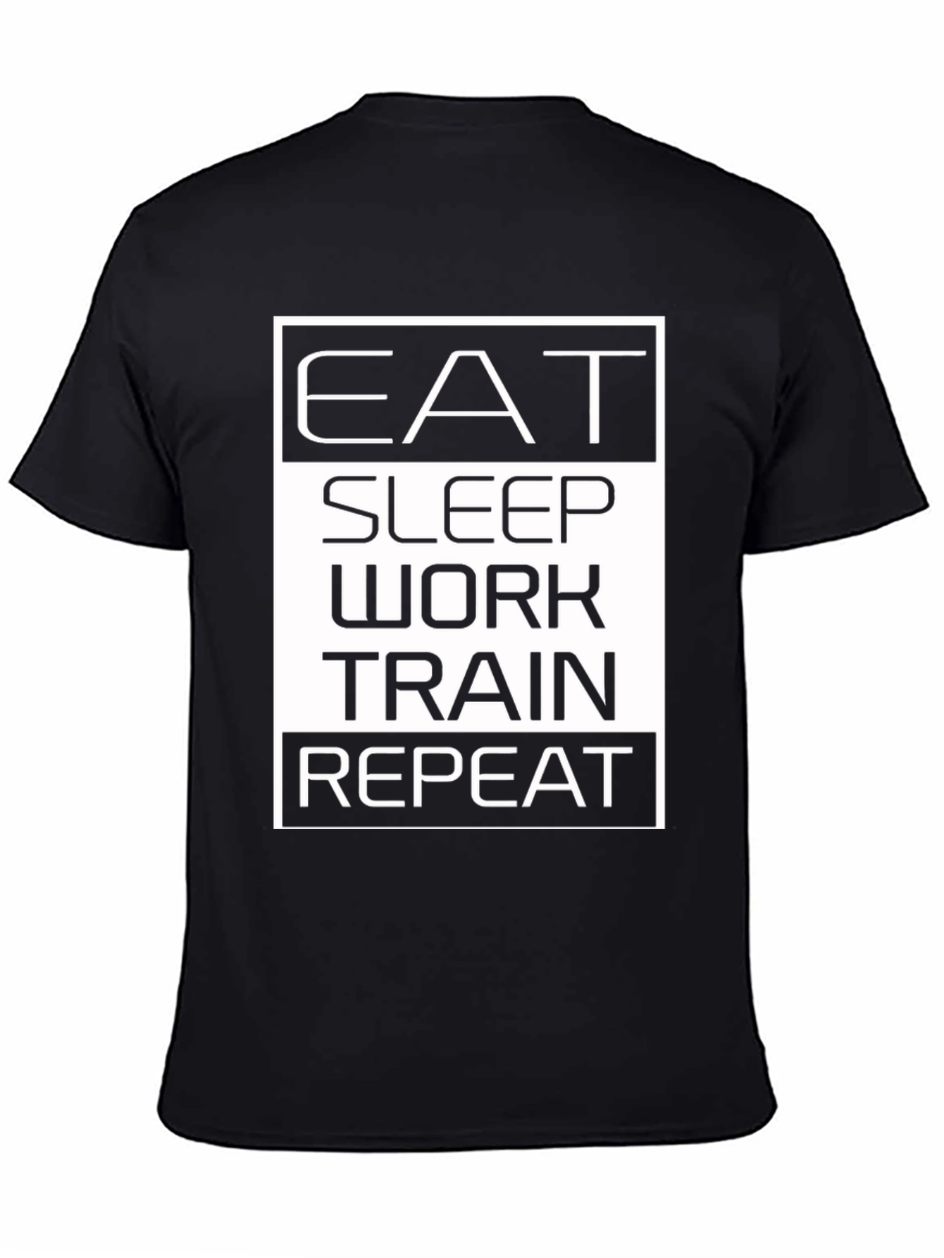 Eat Sleep Work Train Repeat Black Graphic Tee