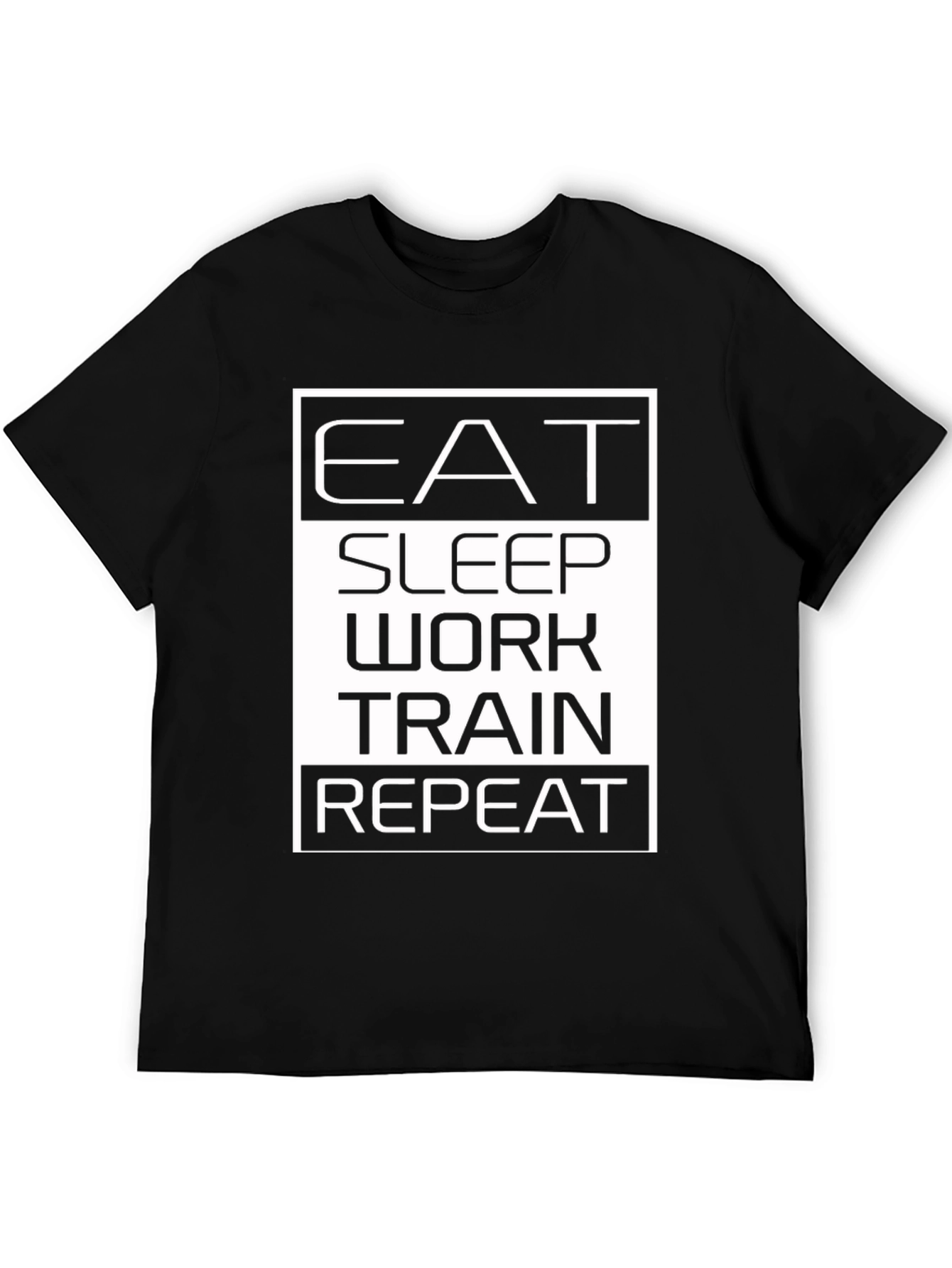 Eat Sleep Work Train Repeat Black Graphic Tee
