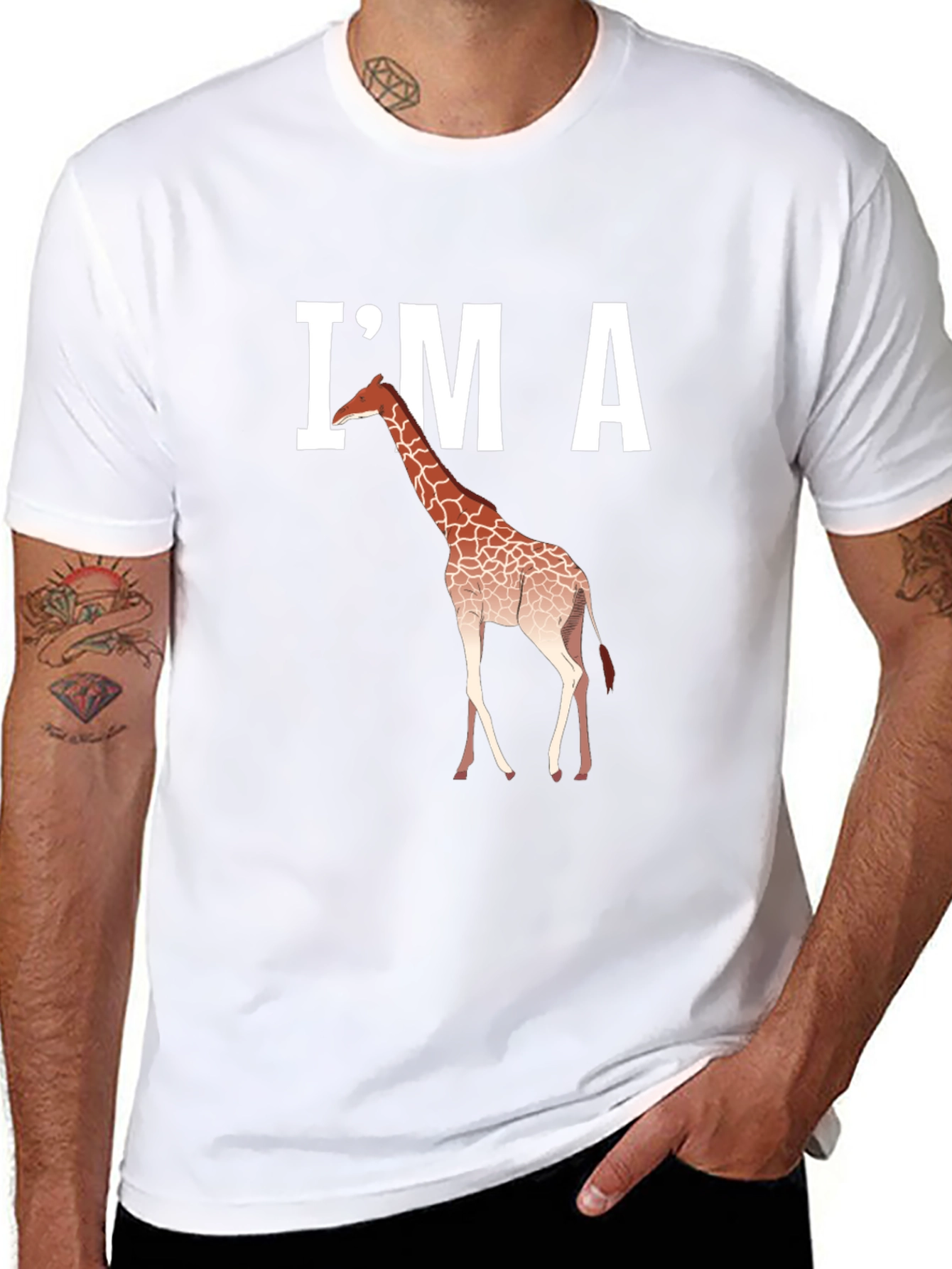 Im A Giraffe Graphic Tee - Casual Black T-Shirt