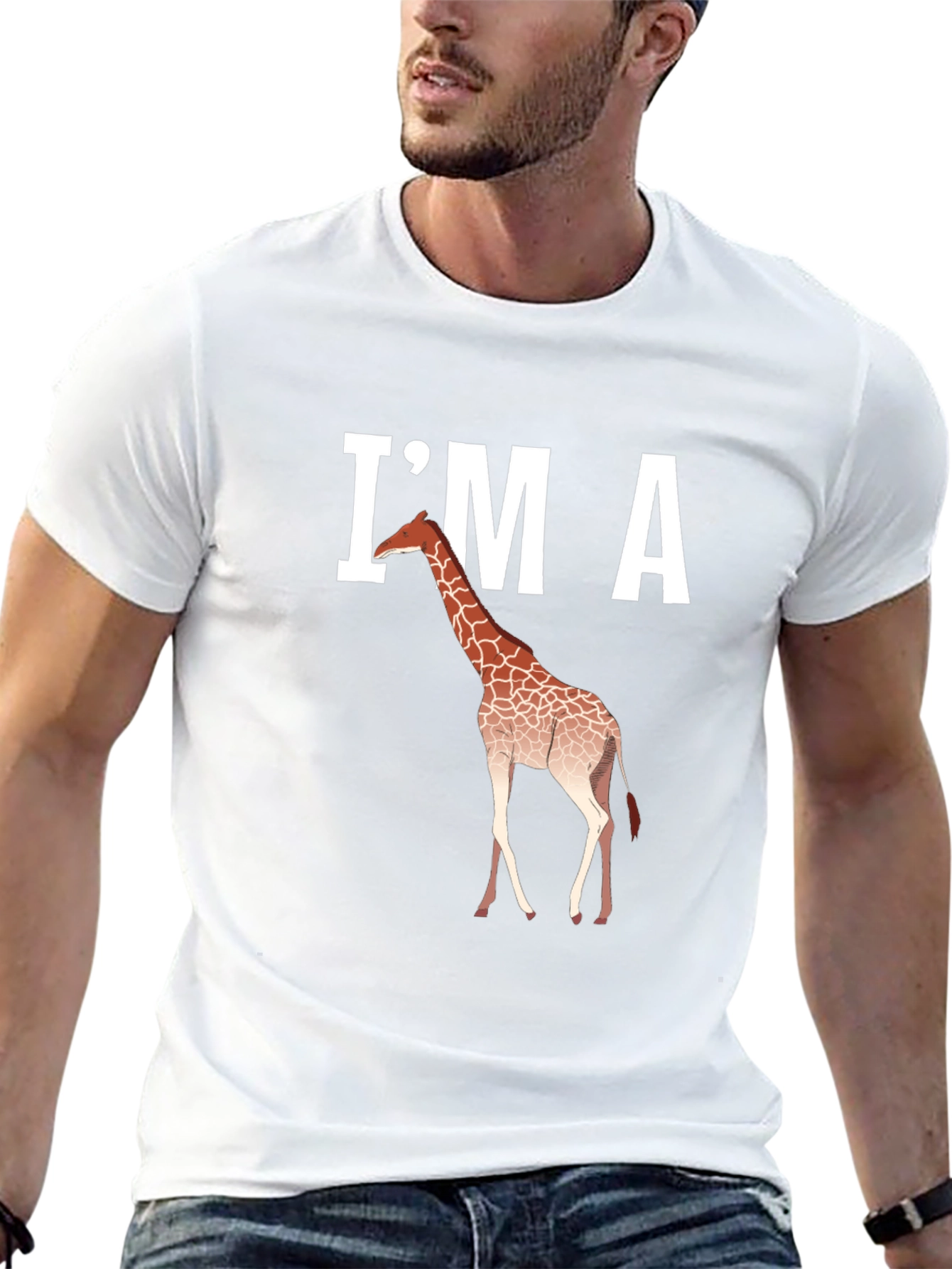 Im A Giraffe Graphic Tee - Casual Black T-Shirt