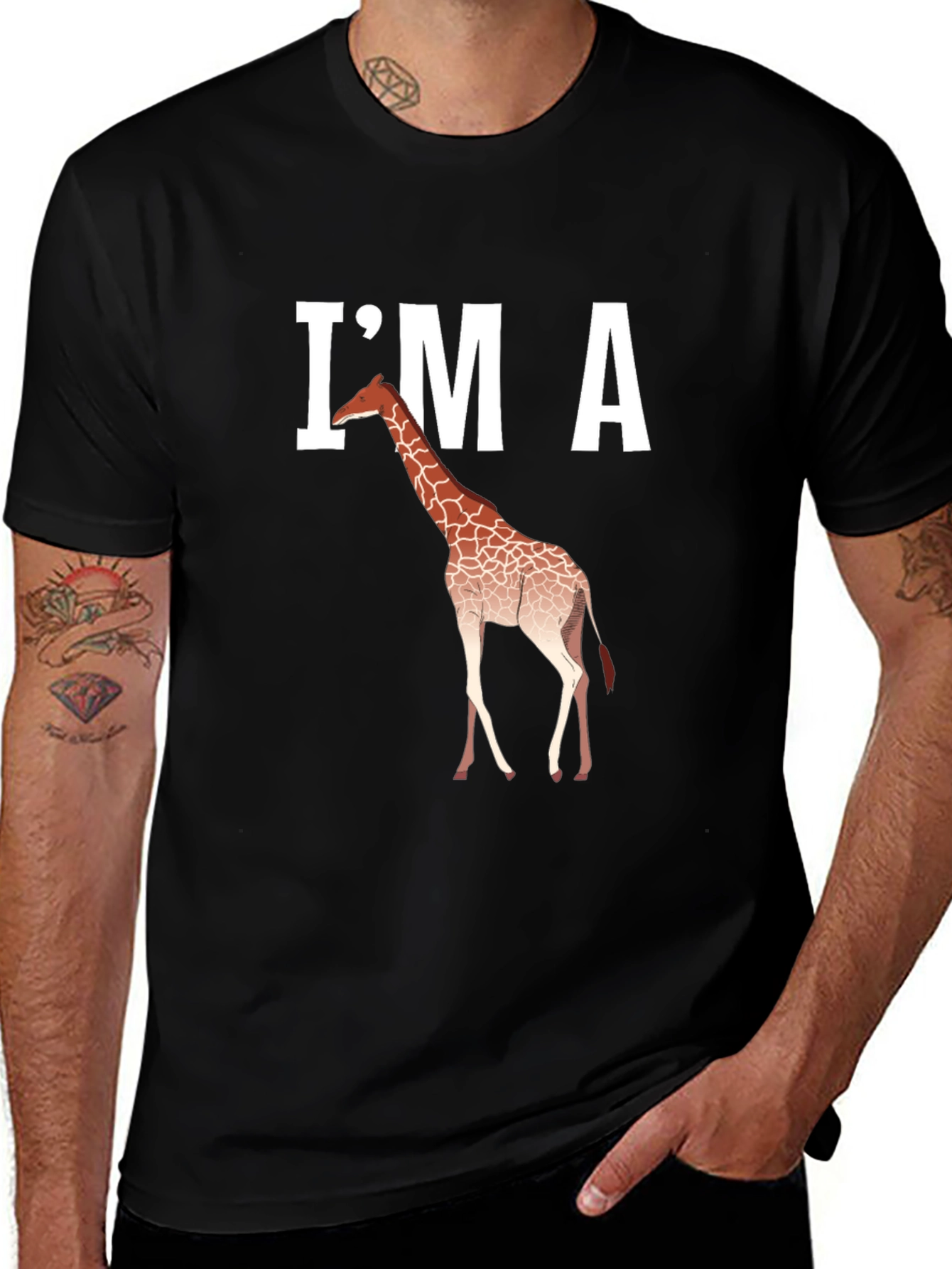 Im A Giraffe Graphic Tee - Casual Black T-Shirt