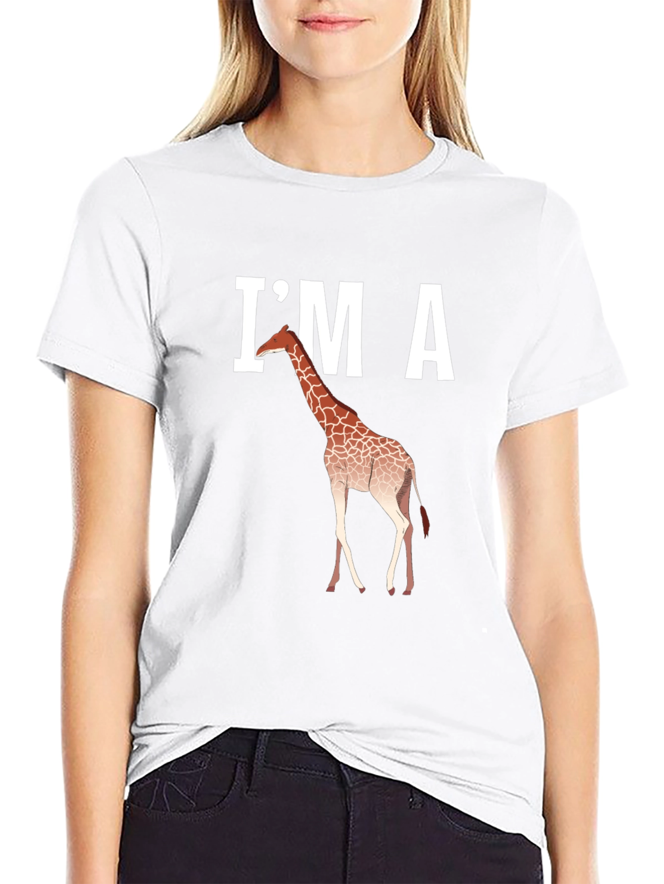 Im A Giraffe Graphic Tee - Casual Black T-Shirt
