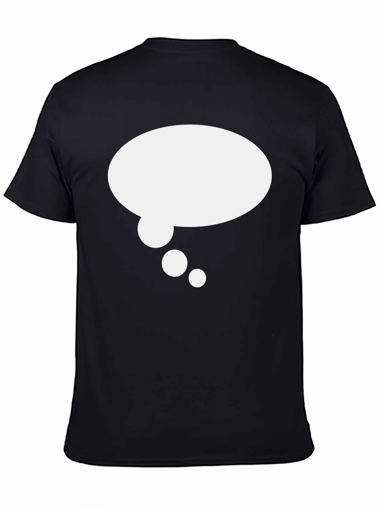 Black T-Shirt with White Thought Bubble Graphic
