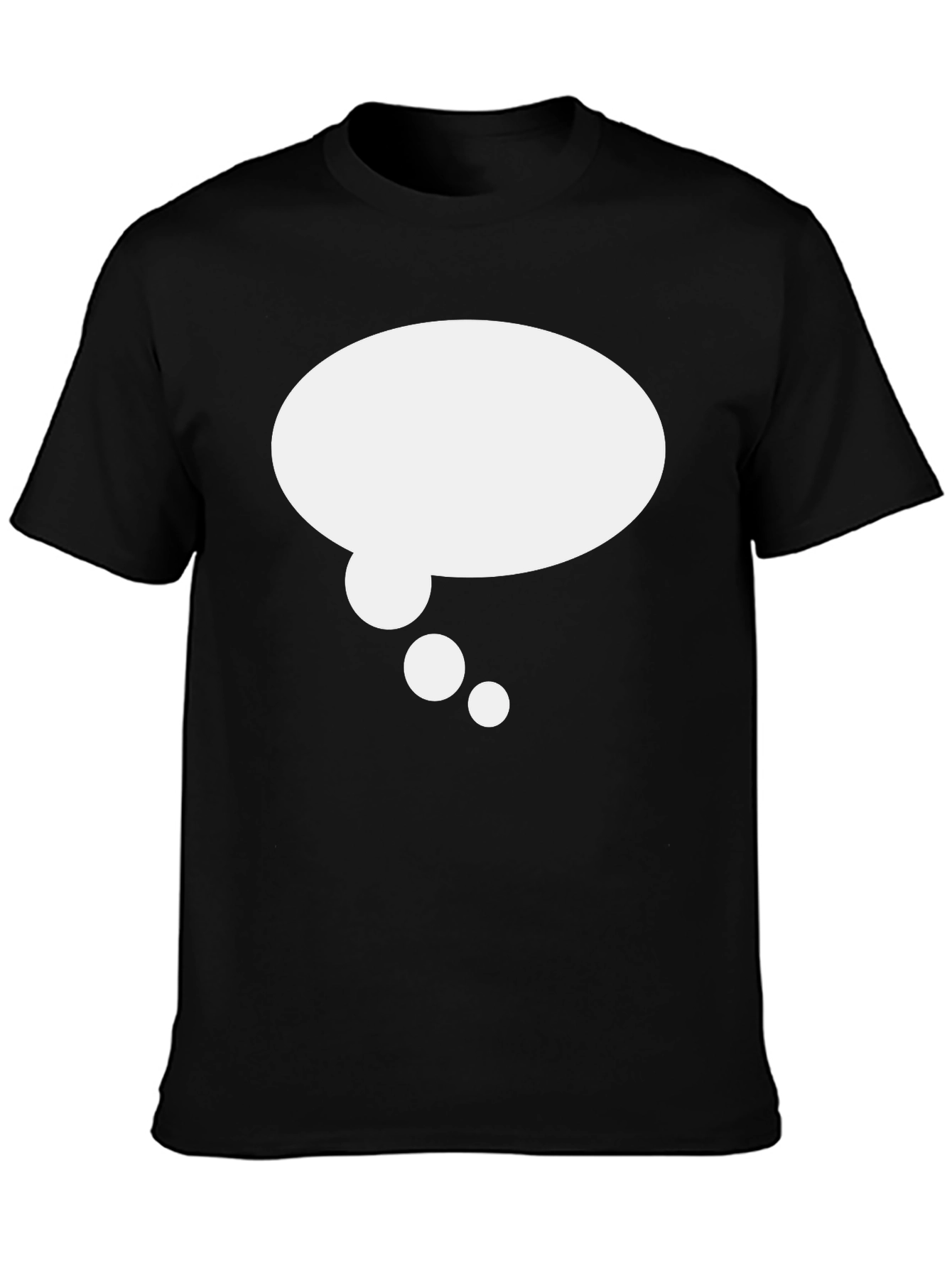 Black T-Shirt with White Thought Bubble Graphic