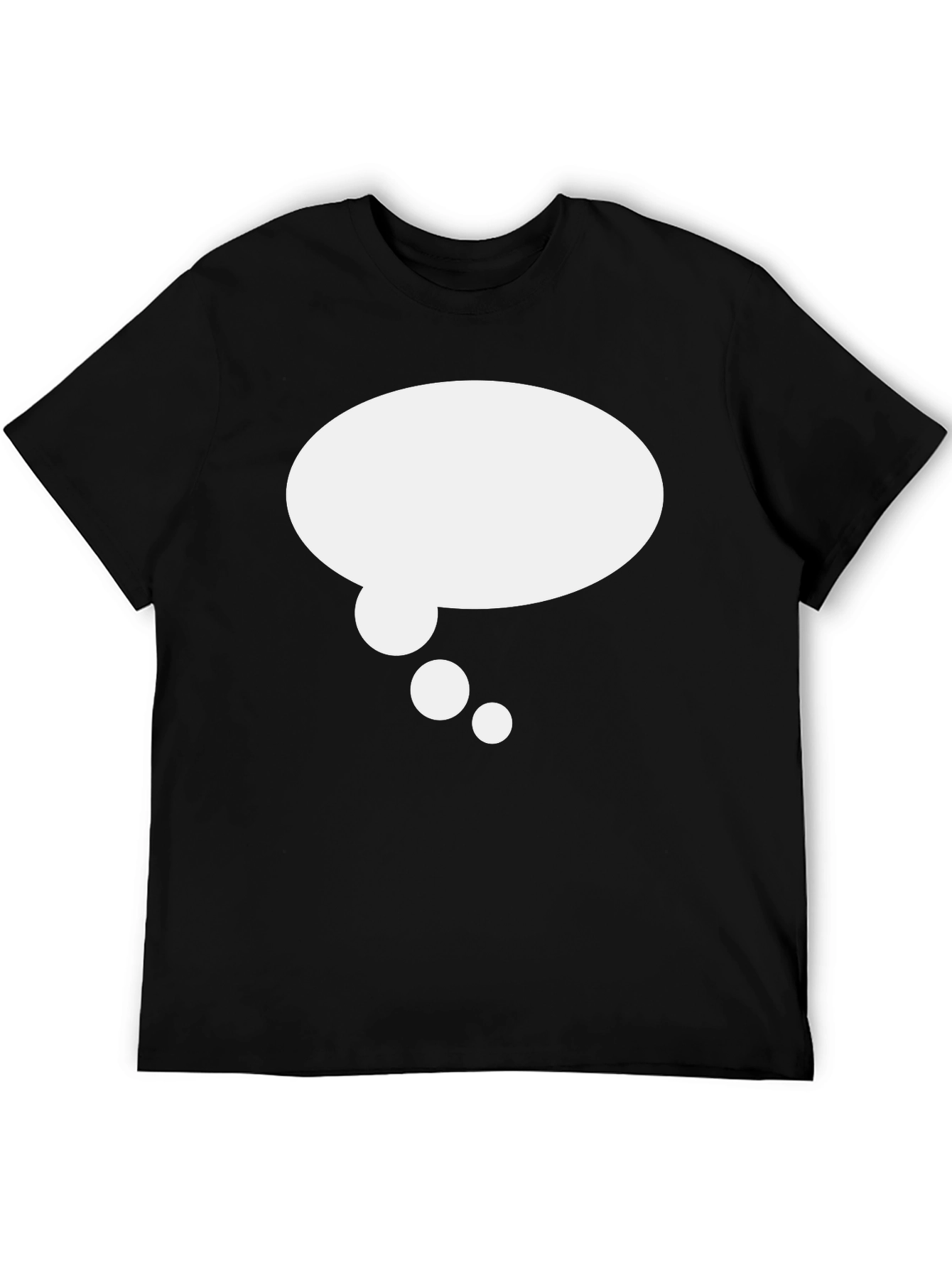 Black T-Shirt with White Thought Bubble Graphic