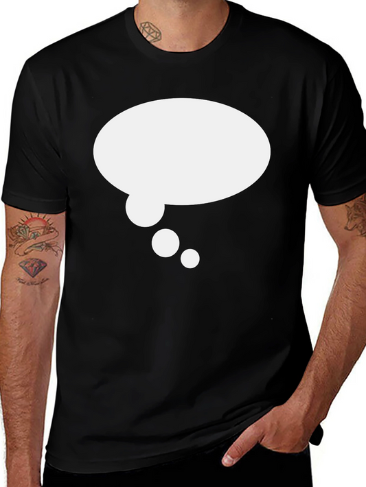 Black T-Shirt with White Thought Bubble Graphic