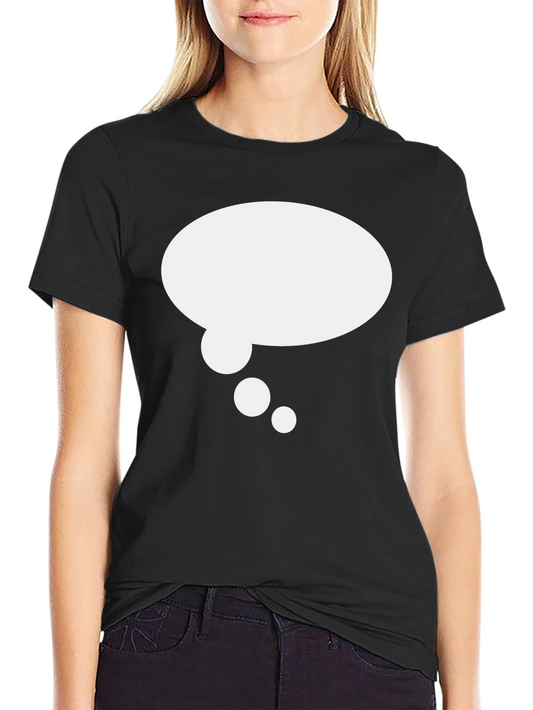 Black T-Shirt with White Thought Bubble Graphic