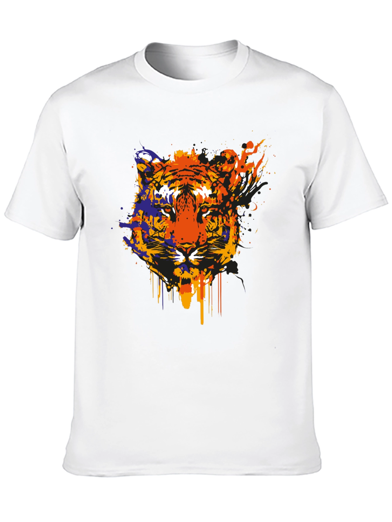 Abstract Tiger Graphic Black T-Shirt