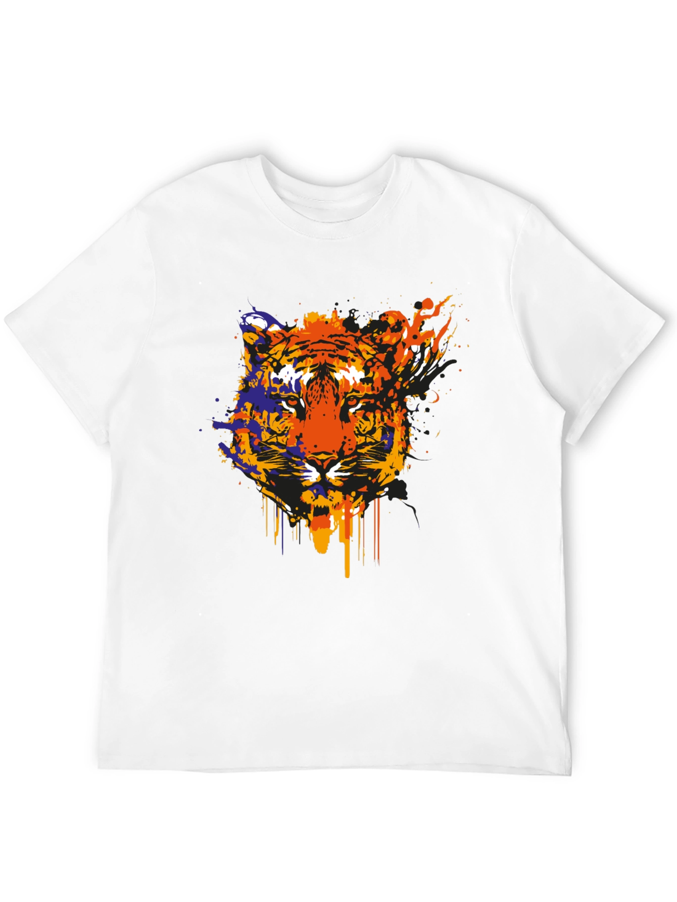 Abstract Tiger Graphic Black T-Shirt